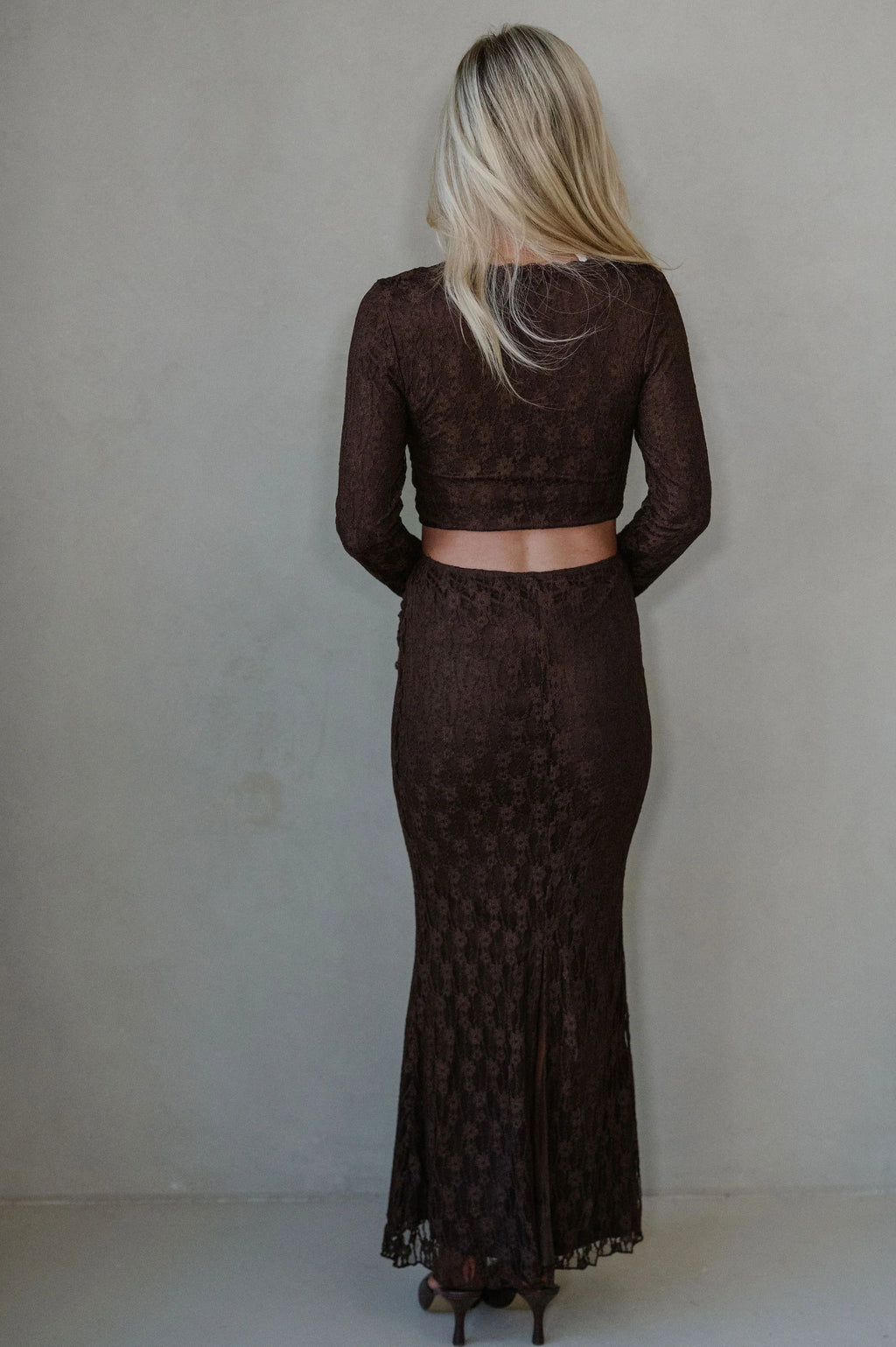 Stella Lace Maxi Skirt Set-Brown