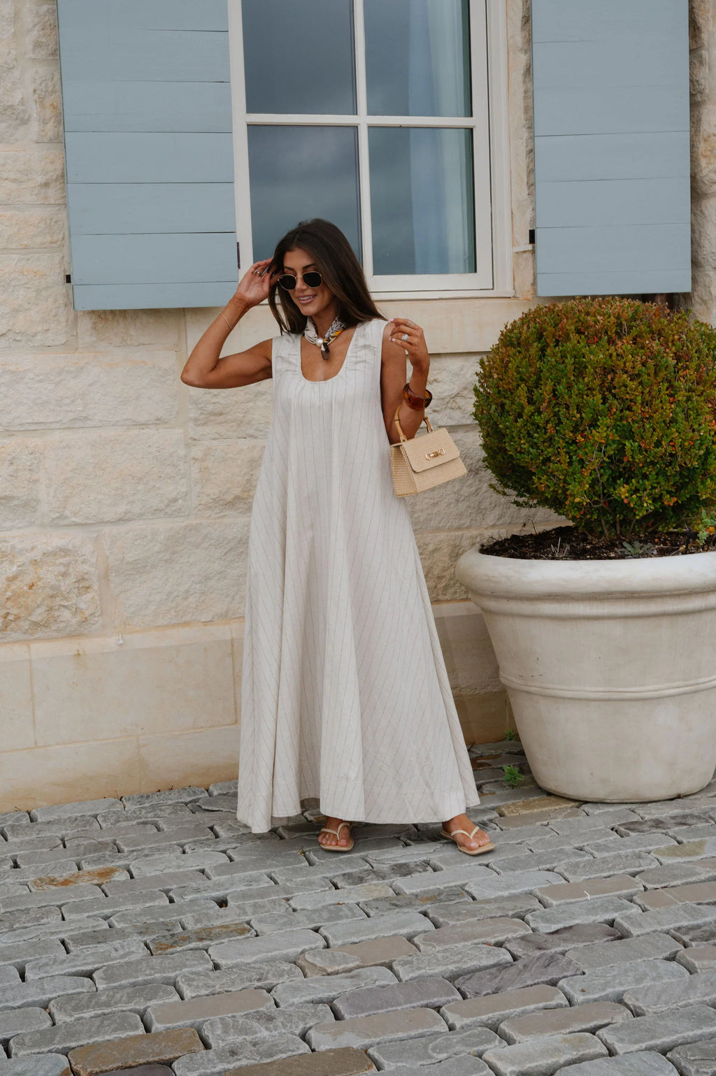 Clare Striped Maxi Dress-Natural/Black