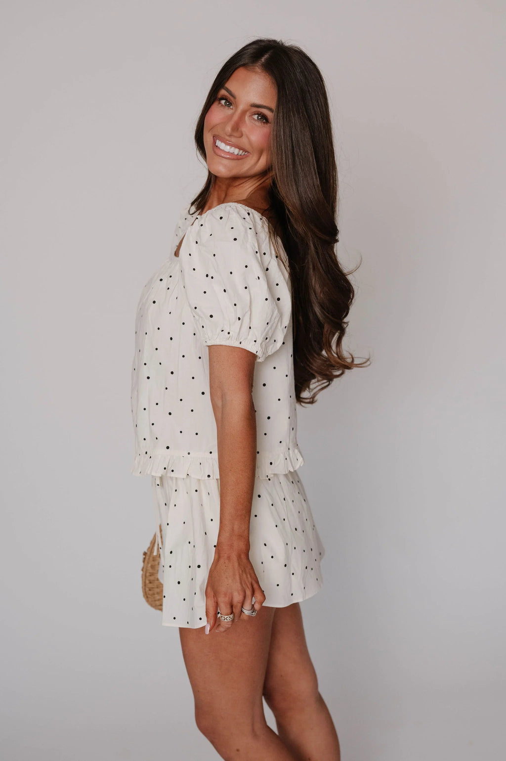 Arlo Puff Sleeve Top-Ivory/Black