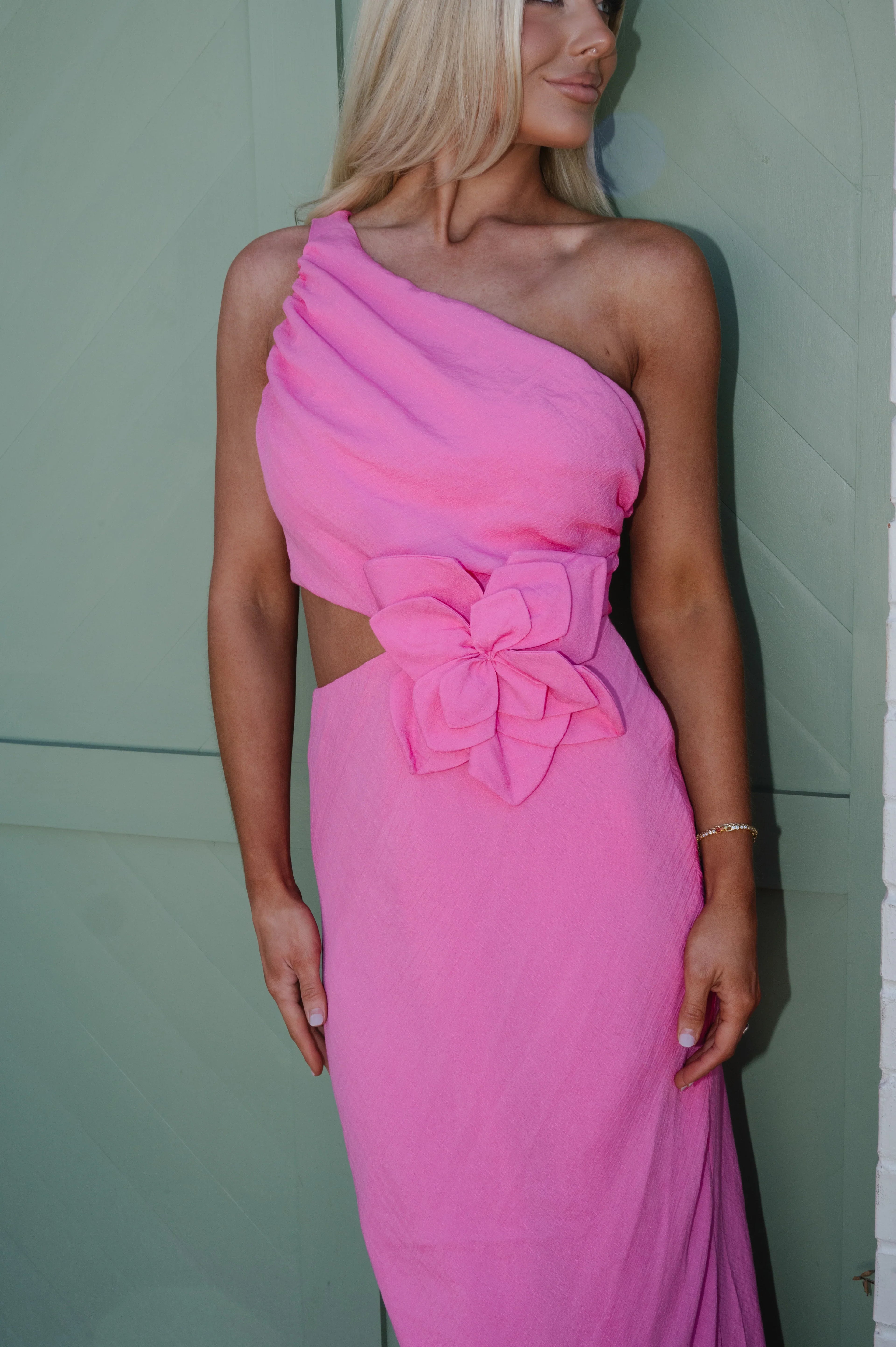 Cori Statement Maxi Dress-Hot Pink