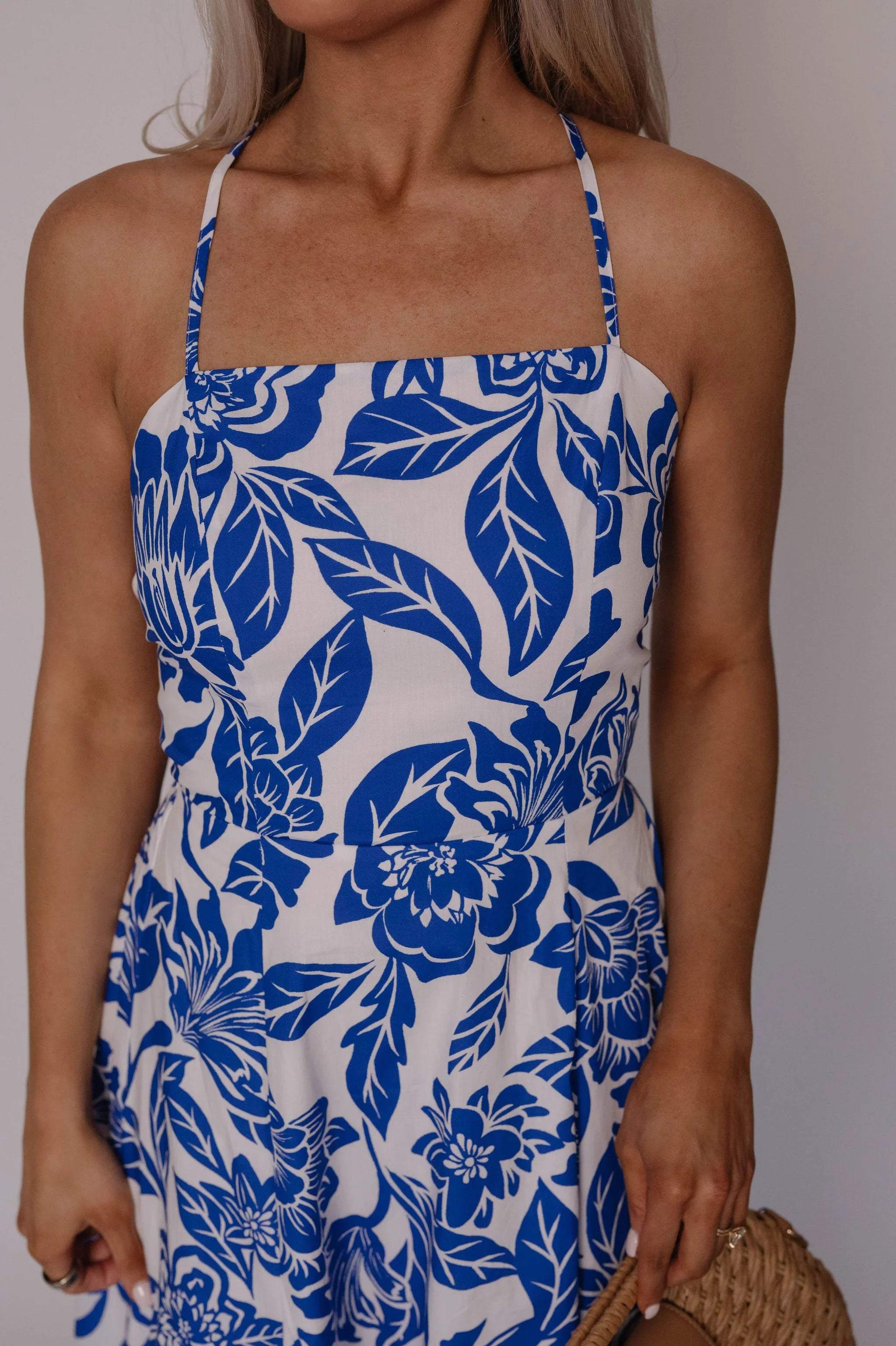 Athena Maxi Dress-White/Blue
