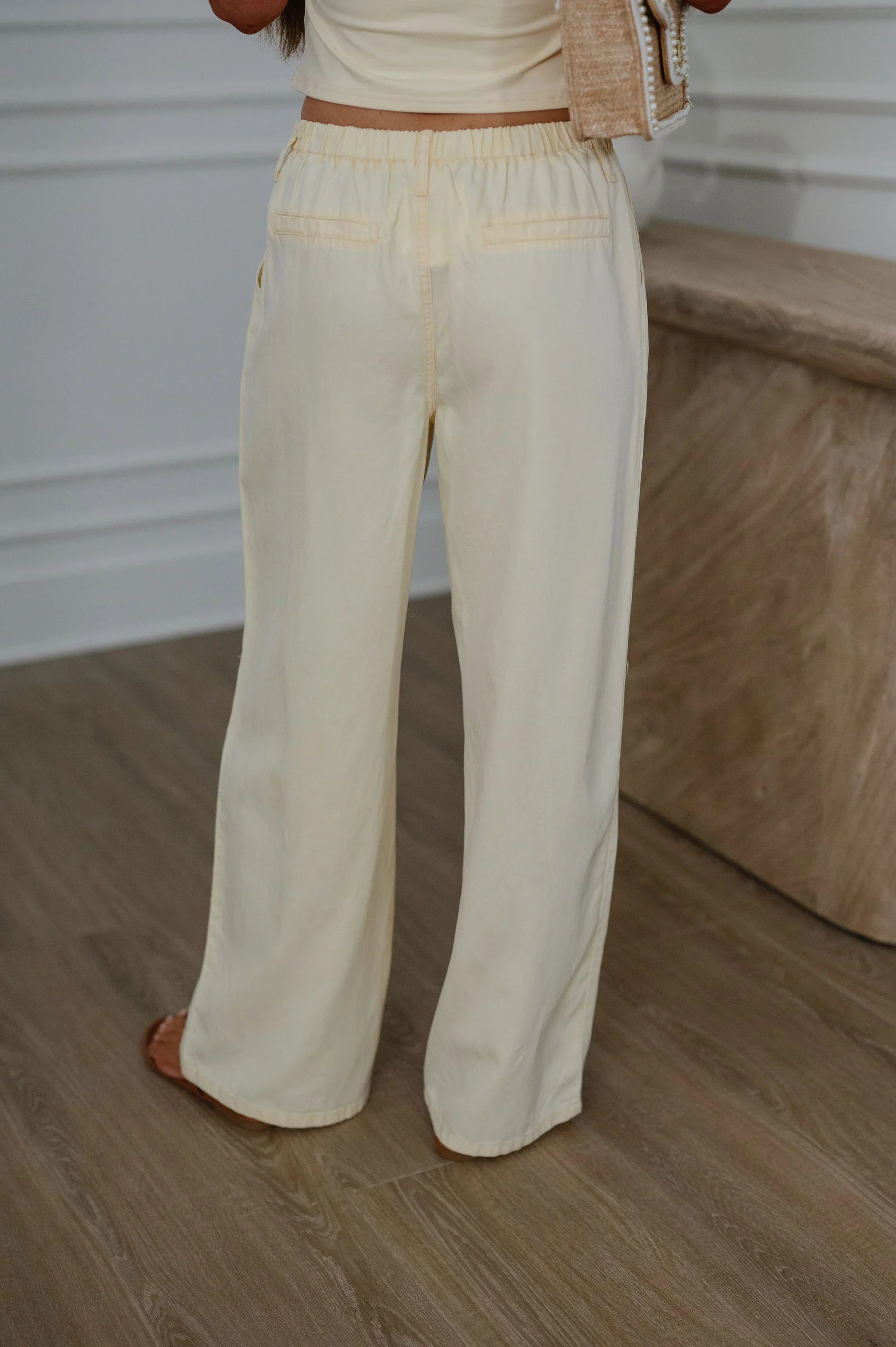 Perry Front Pleated Pants- Light Yellow