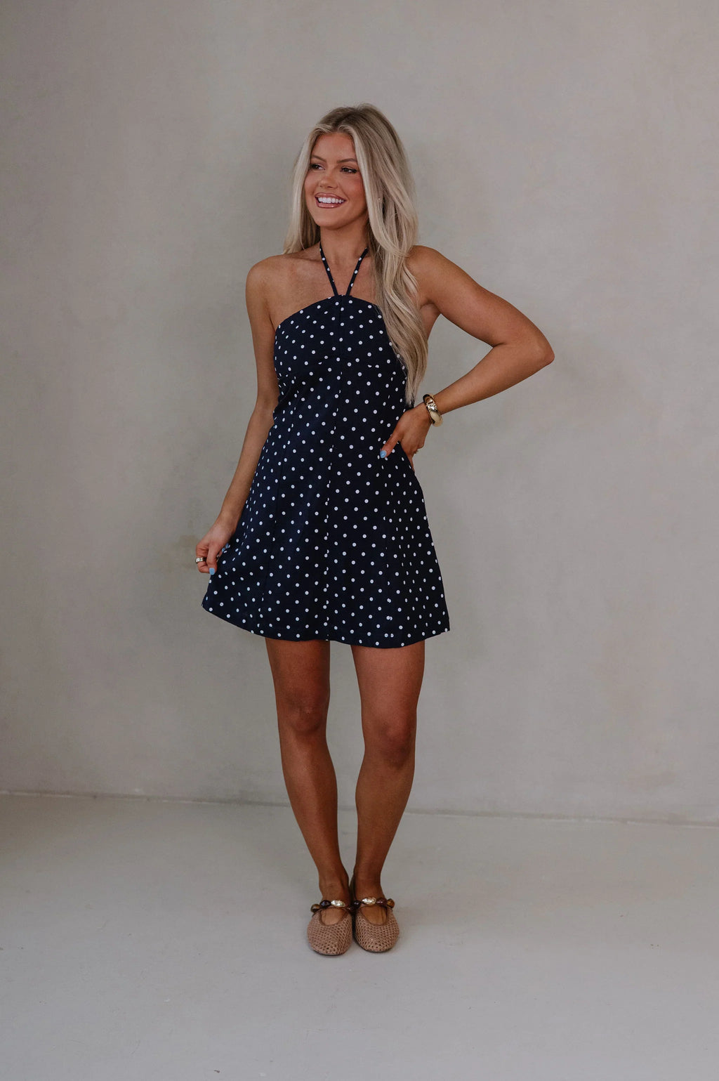Anne Ruched Mini Dress-Navy