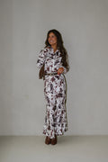 Belted Maxi Skirt-Cow Print