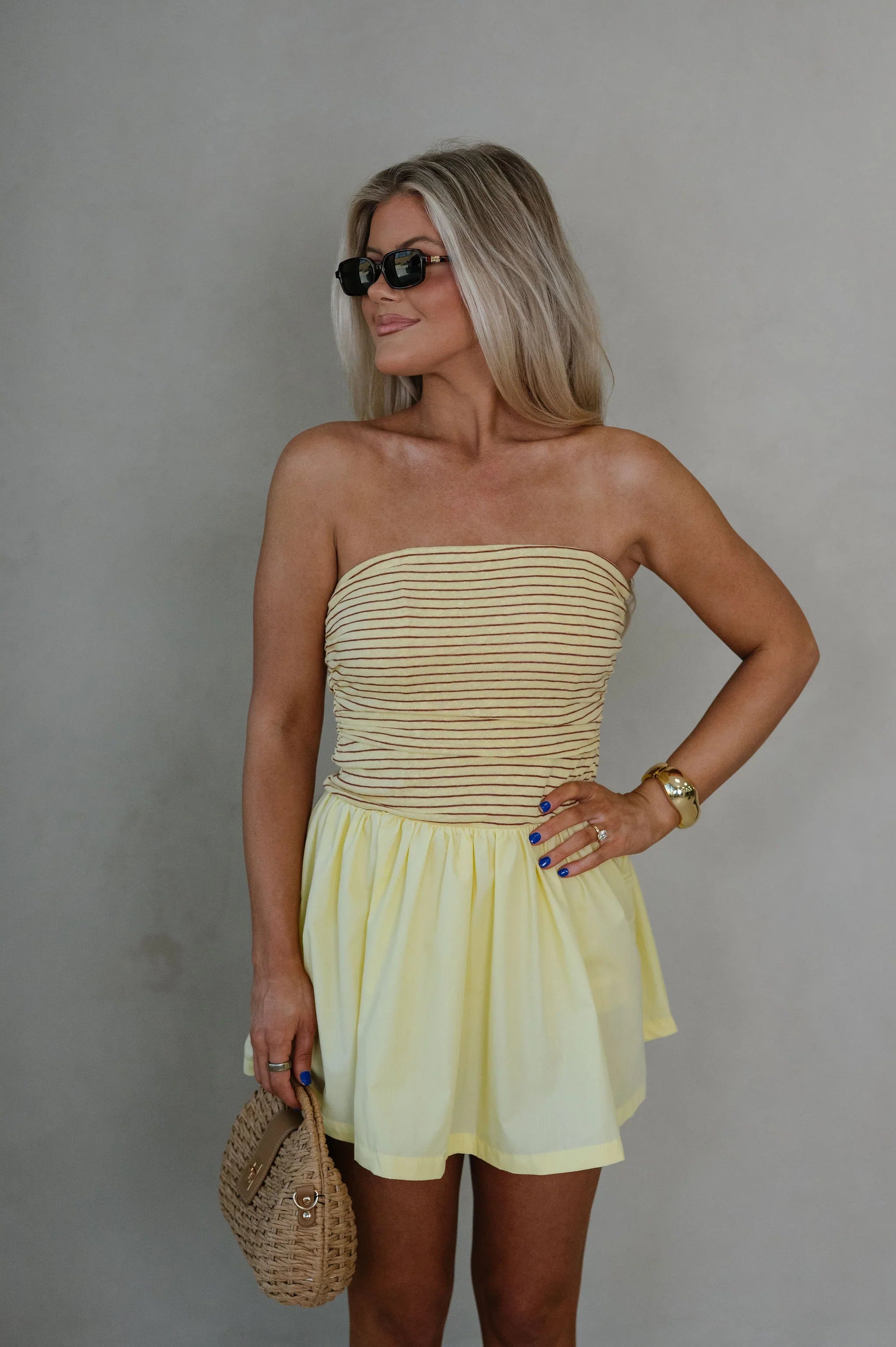 Charleston Mini Dress-Yellow
