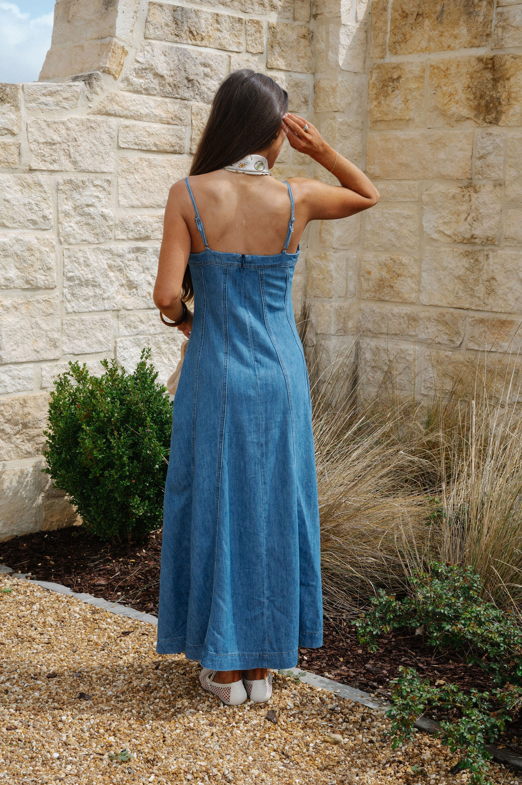 Parker Paneled Maxi Dress-Washed Denim