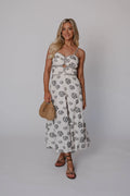 Dana Contrast Trim Midi Dress-Natural/Black