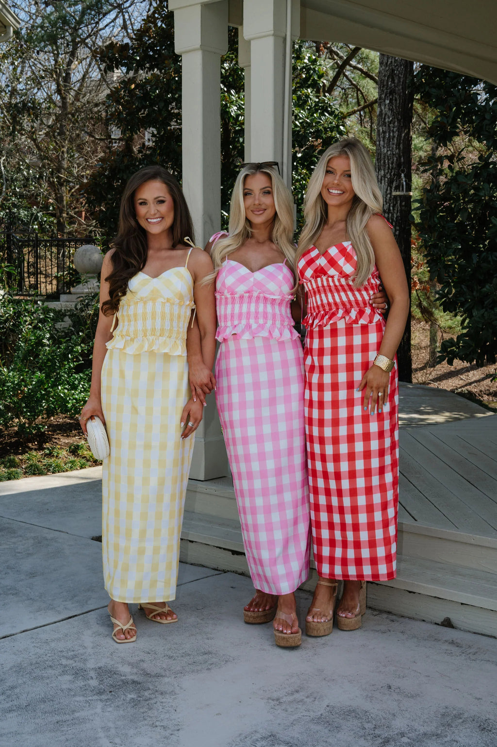 Collier Gingham Skirt Set-Yellow/White