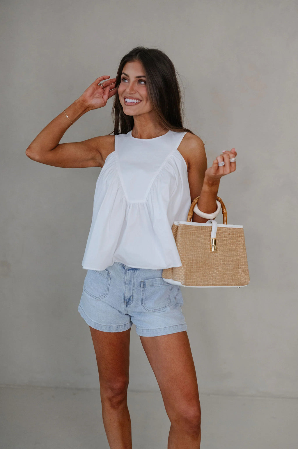 Quinn Poplin Top-Off White
