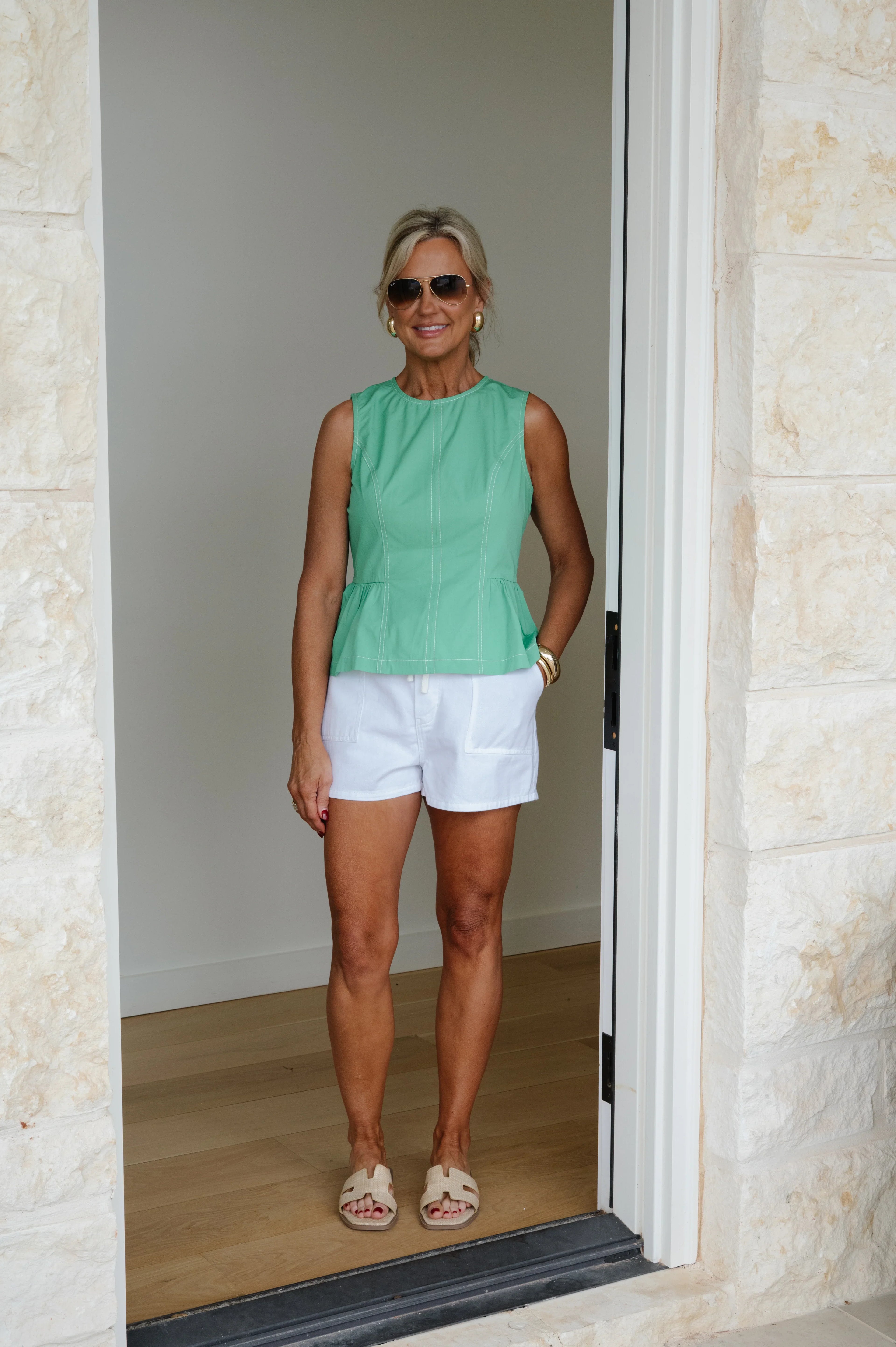 Millie Poplin Top-Green