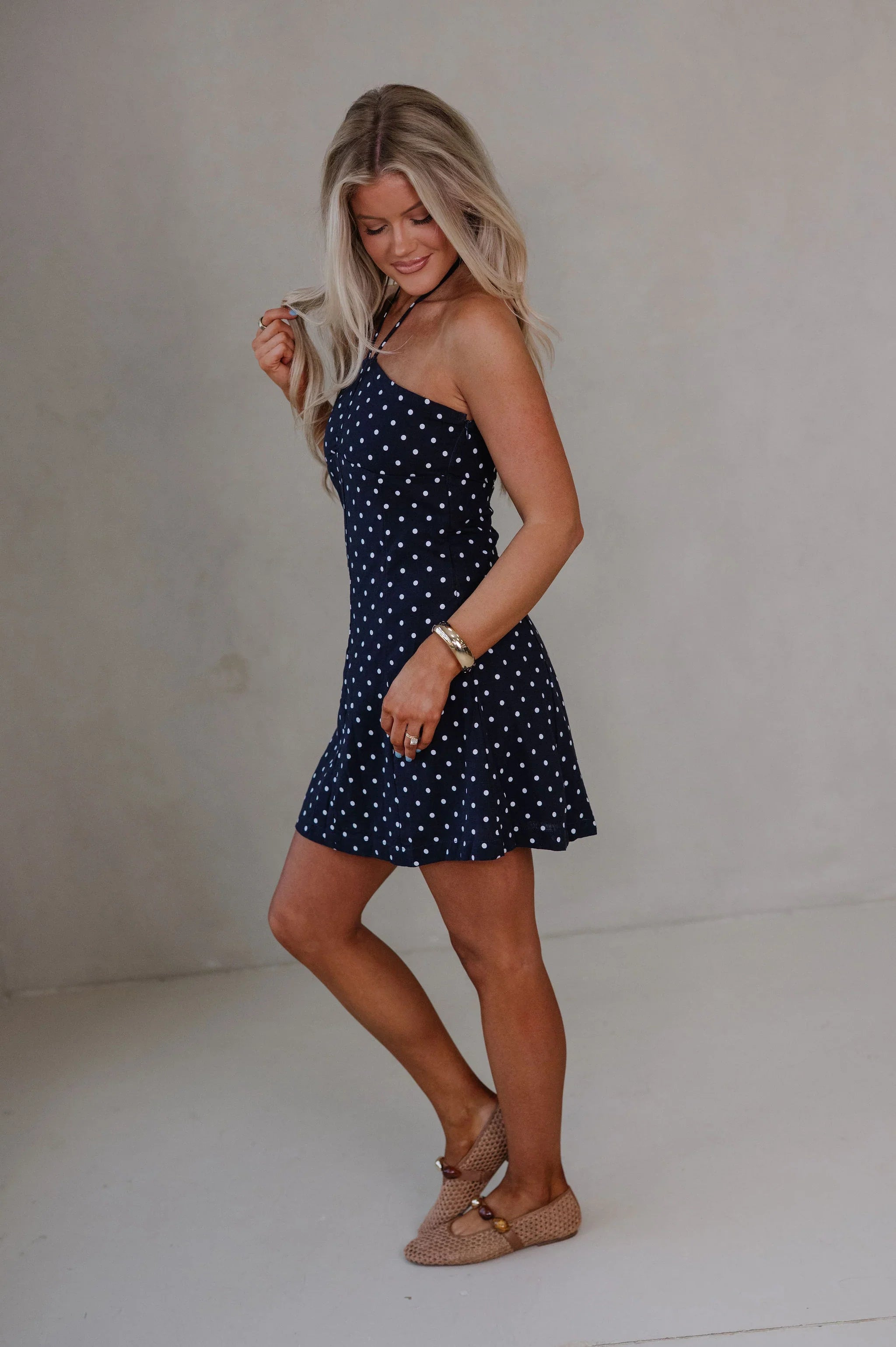 Anne Ruched Mini Dress-Navy