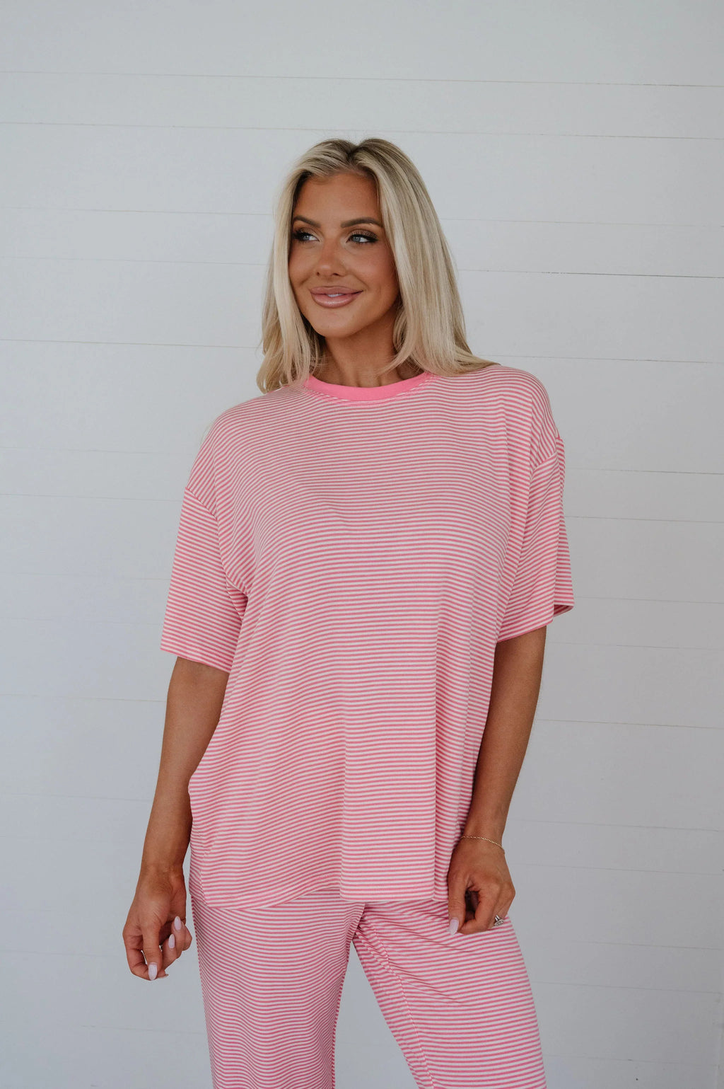 Garrison Striped Pants Set-Bubblegum