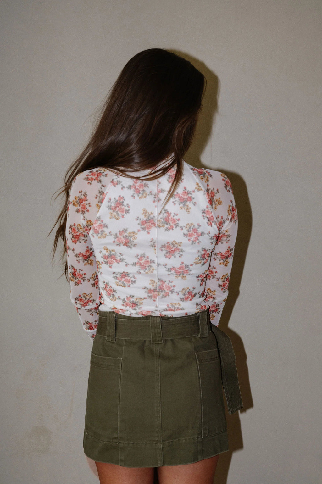Ivory Floral Mesh Top