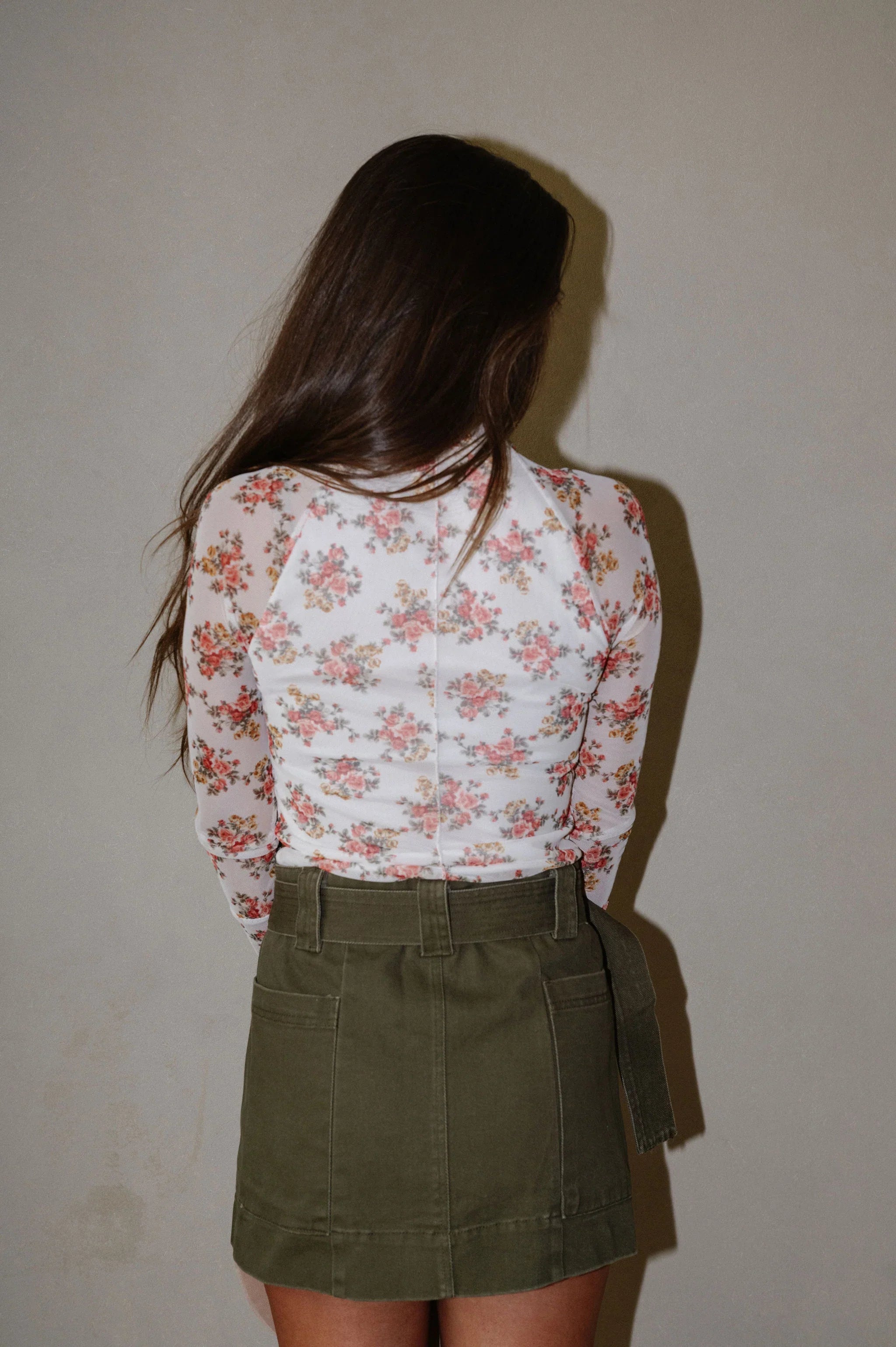 Ivory Floral Mesh Top