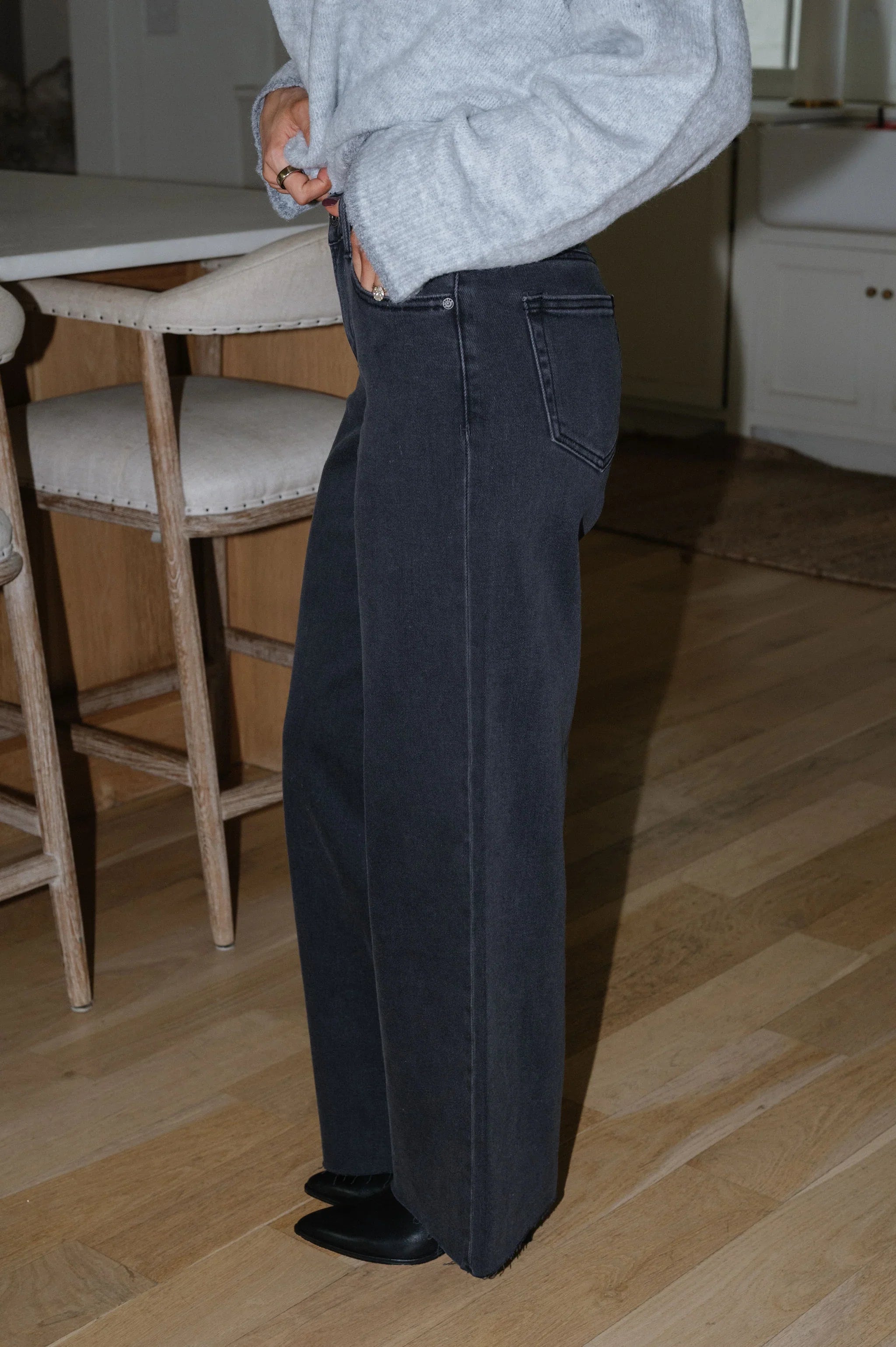 Blair Wide Leg Charcoal Jeans