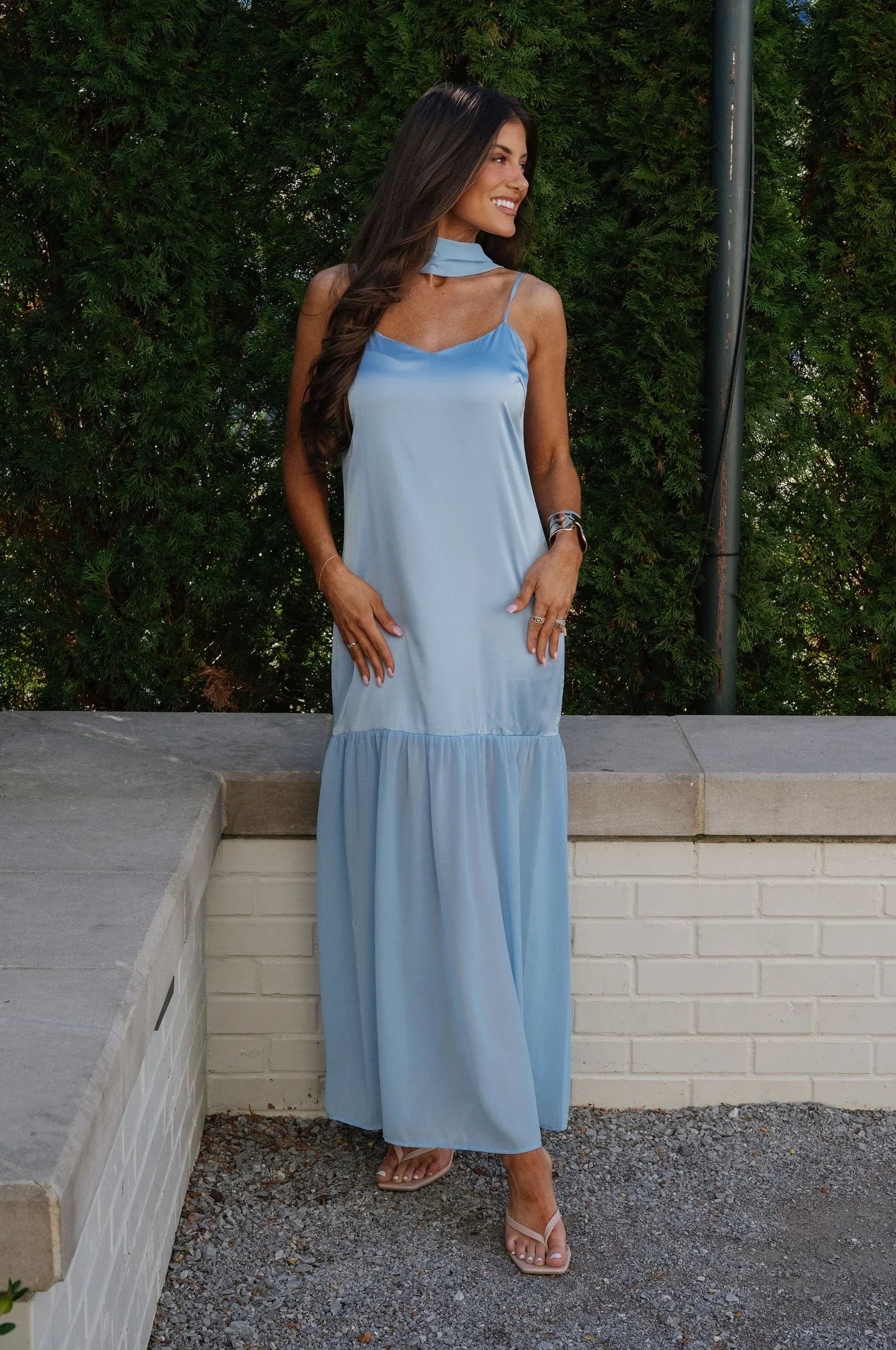 Frida Chiffon Maxi Dress-Blue