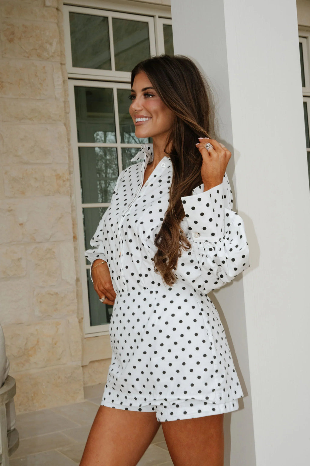 Lynn Polka Dot Skort Set-White