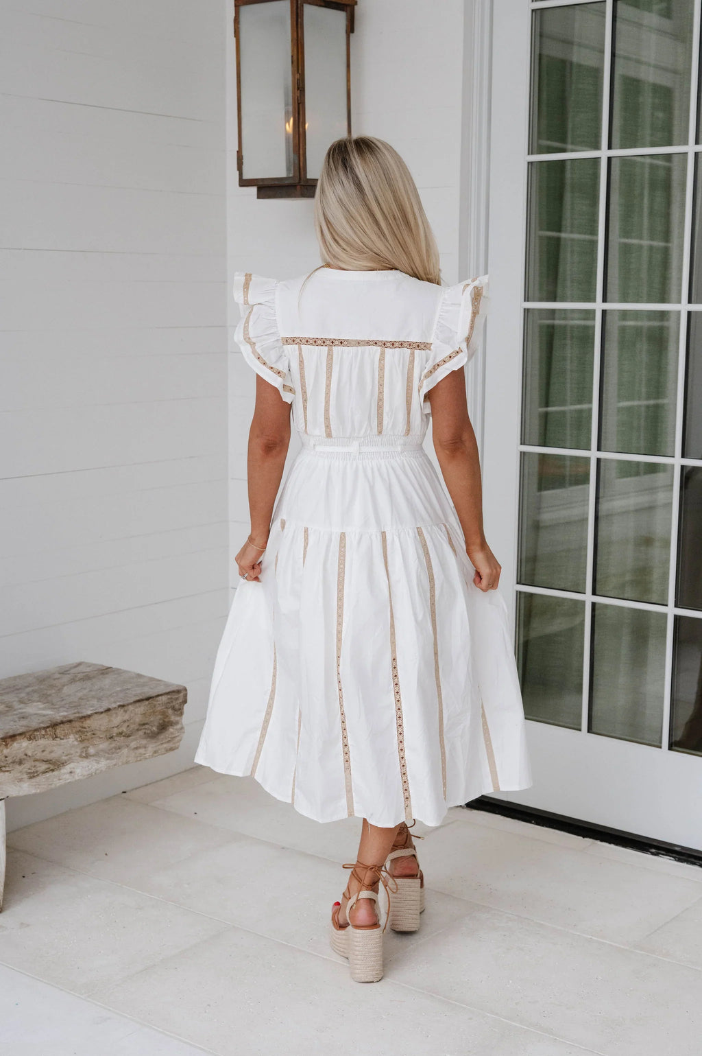 Lorie Poplin Midi Dress-Off White