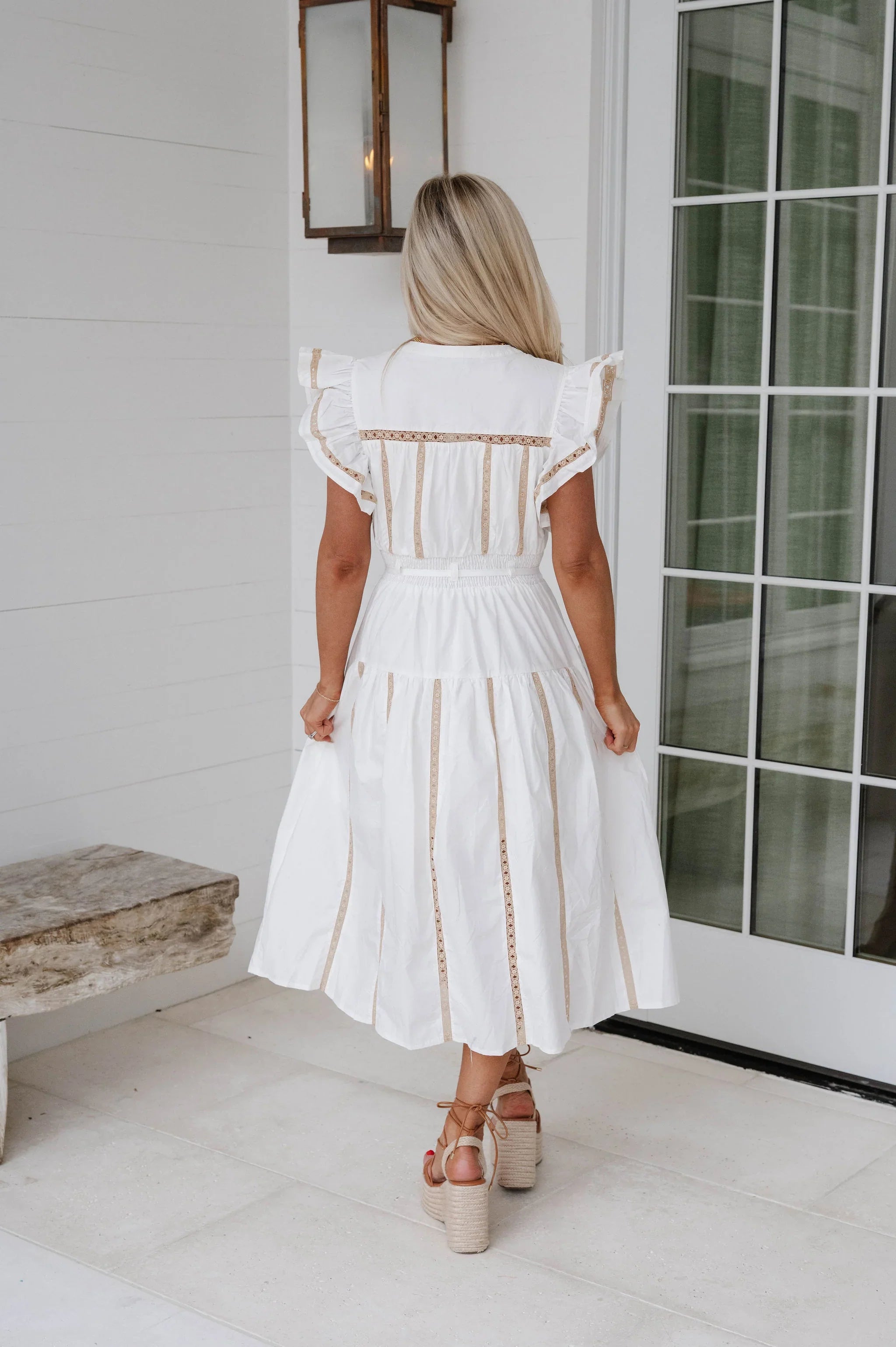 Lorie Poplin Midi Dress-Off White