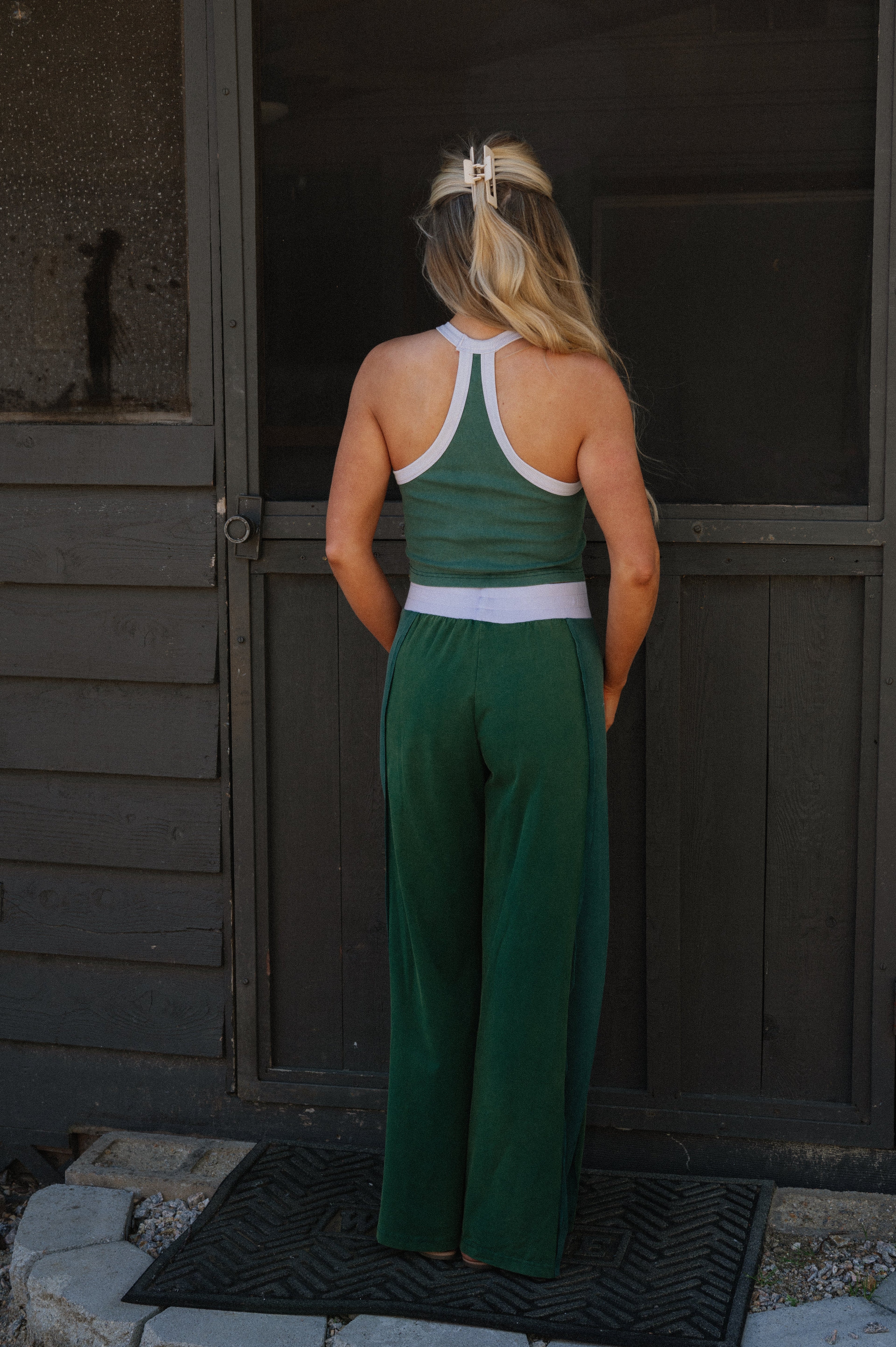 Bloom Wide Leg Lounge Pant-Forest
