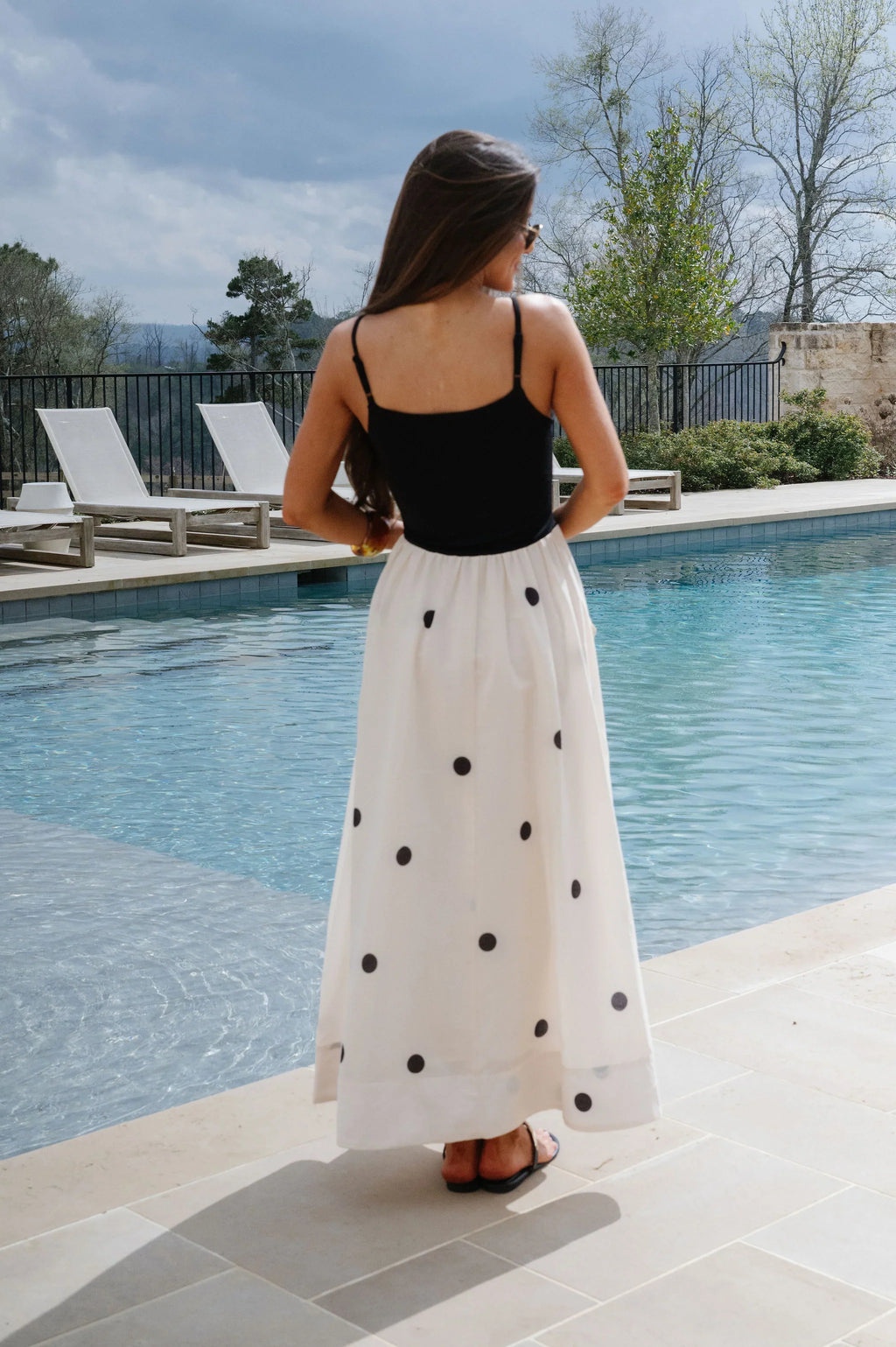 Mila Polka Dot Maxi Dress-Black