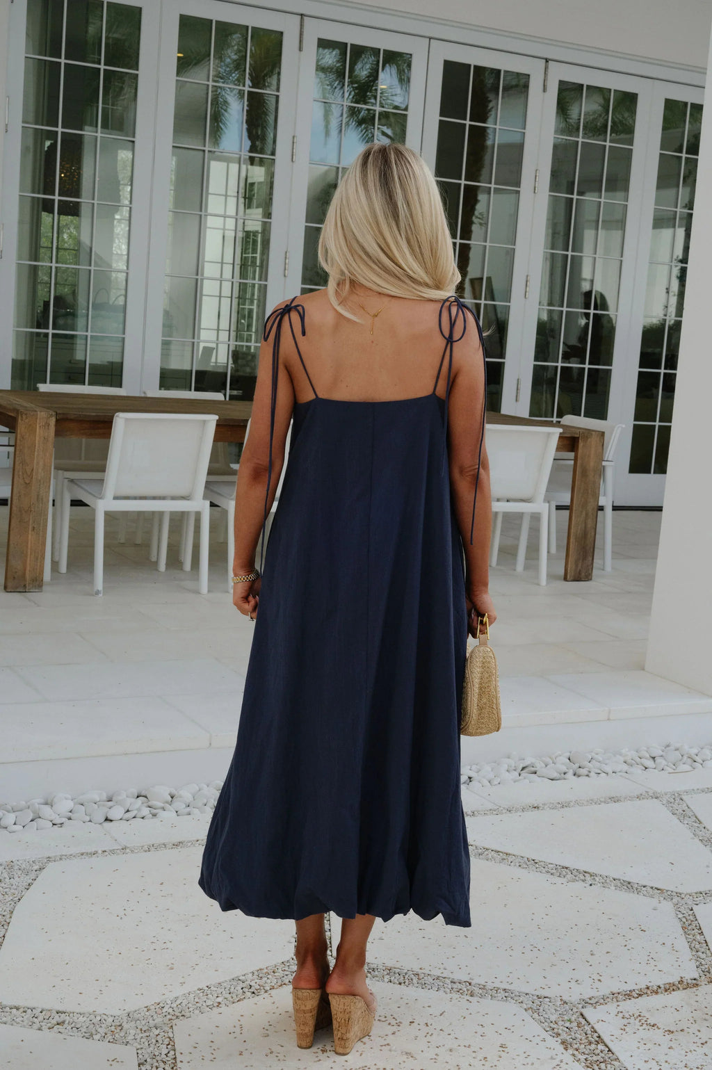 Bubble Hem Midi Dress- Midnight