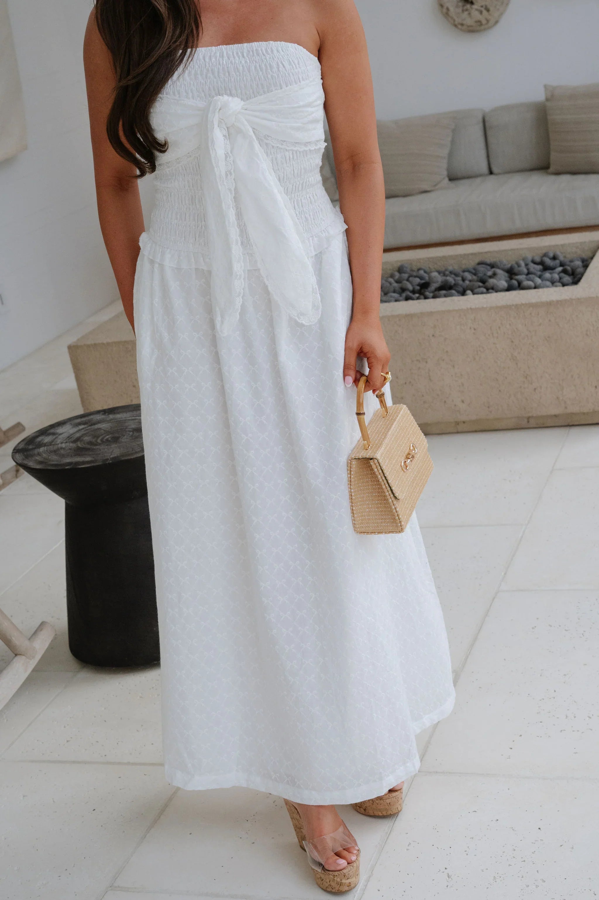 Carson Strapless Maxi Dress-White