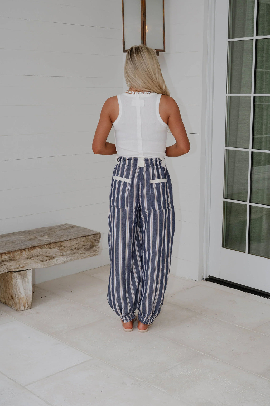 Marlow Striped Jogger Pants-Navy