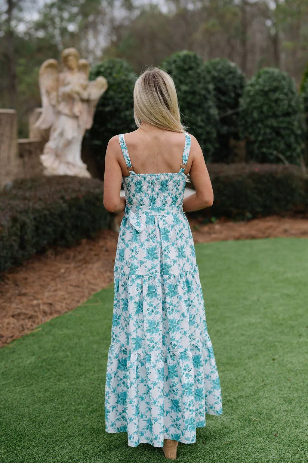 Mollie Tiered Maxi Dress-Off White/Jade