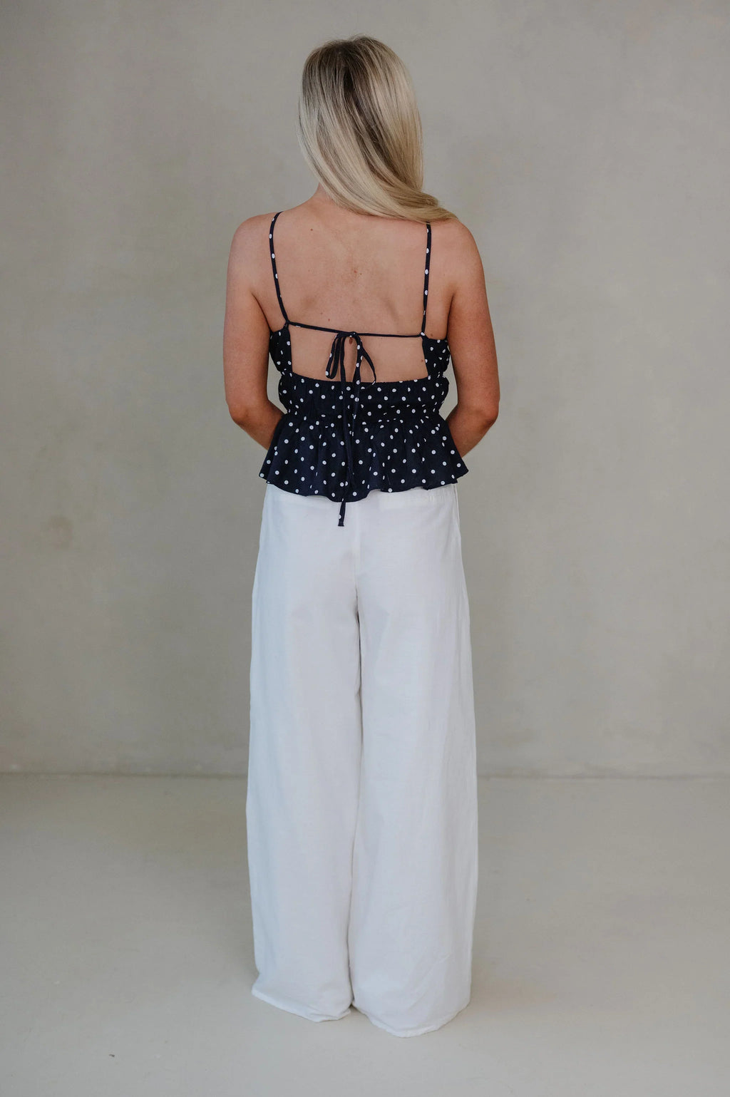 Molly Polka Dot Top-Navy