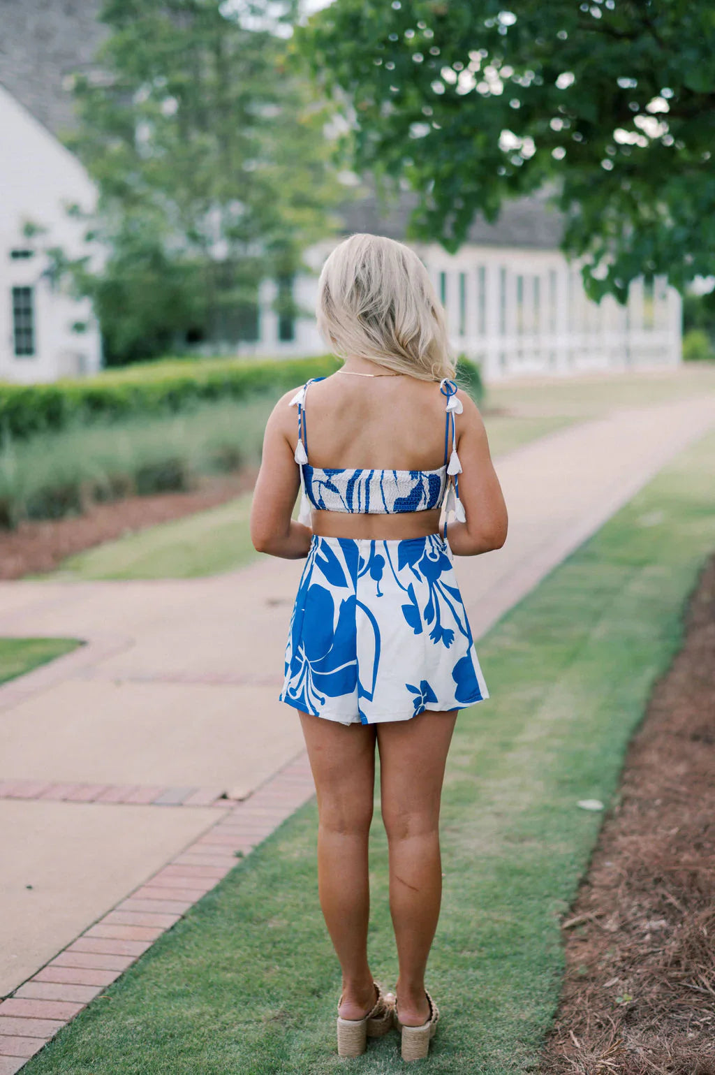 Rio Tassel Shorts Set- White/Blue