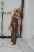 Jersey Knit Maxi Skirt Set-Brown