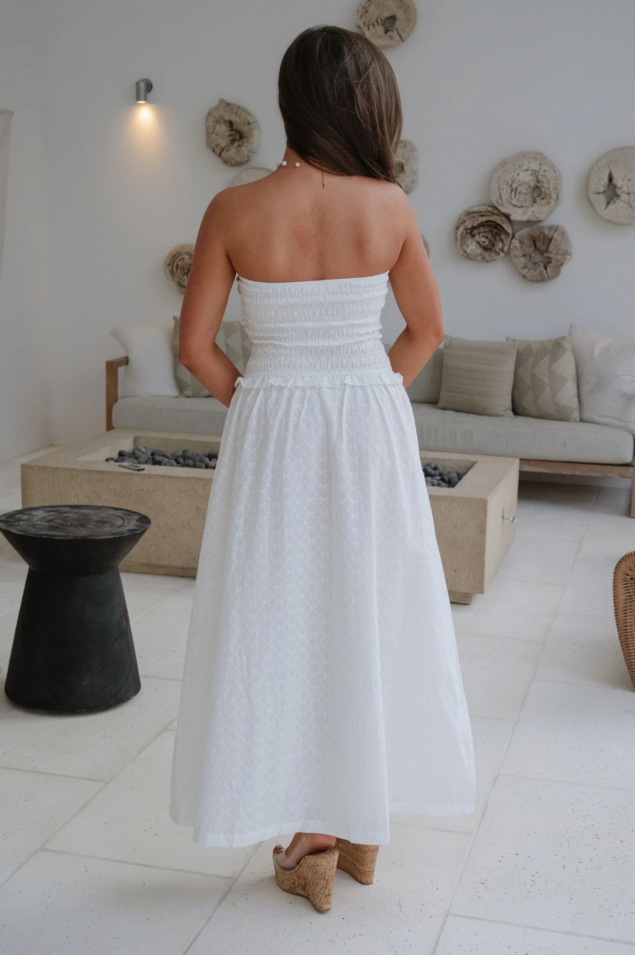 Carson Strapless Maxi Dress-White