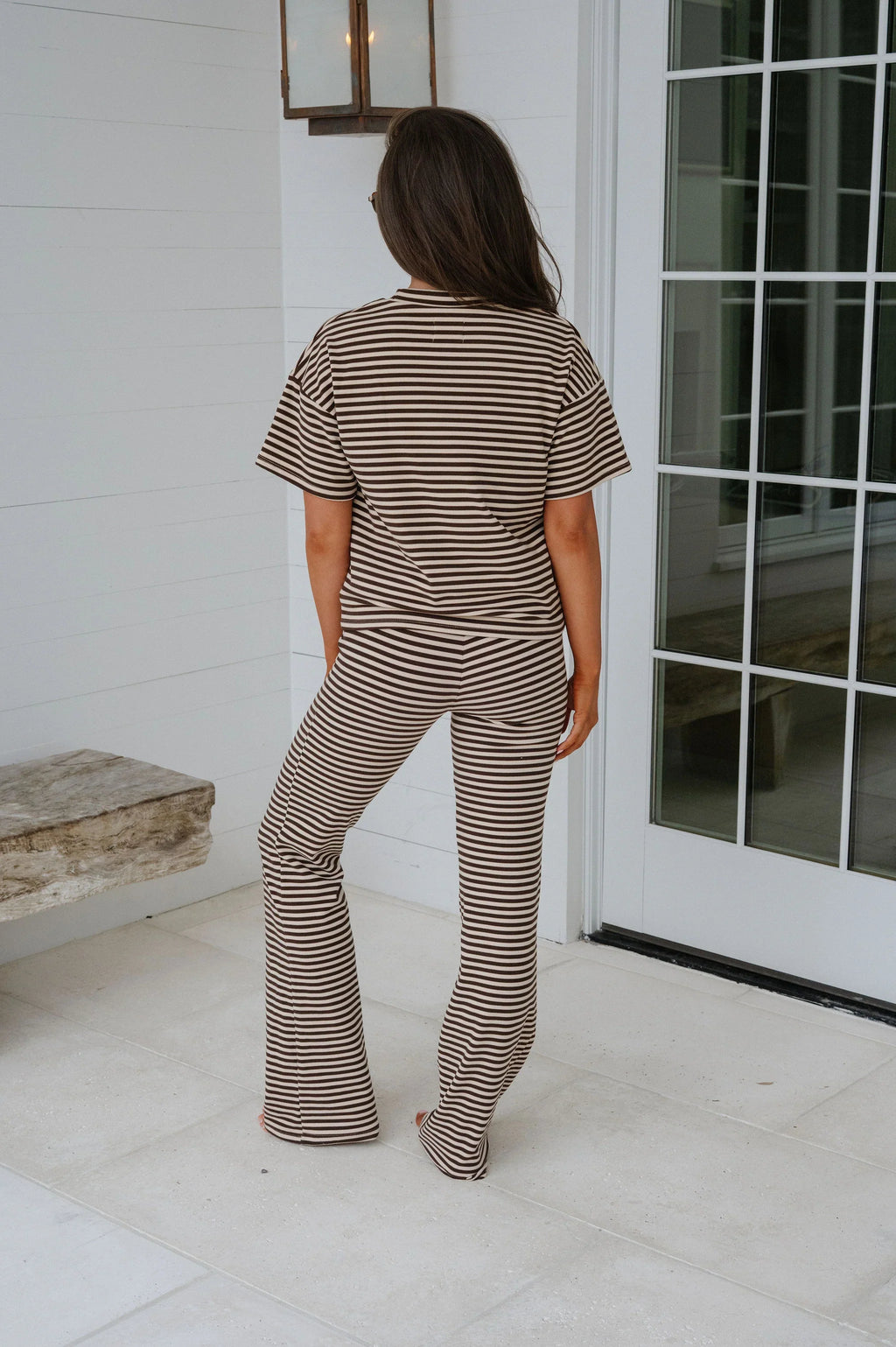 Dylan Striped Pants Set-Chocolate