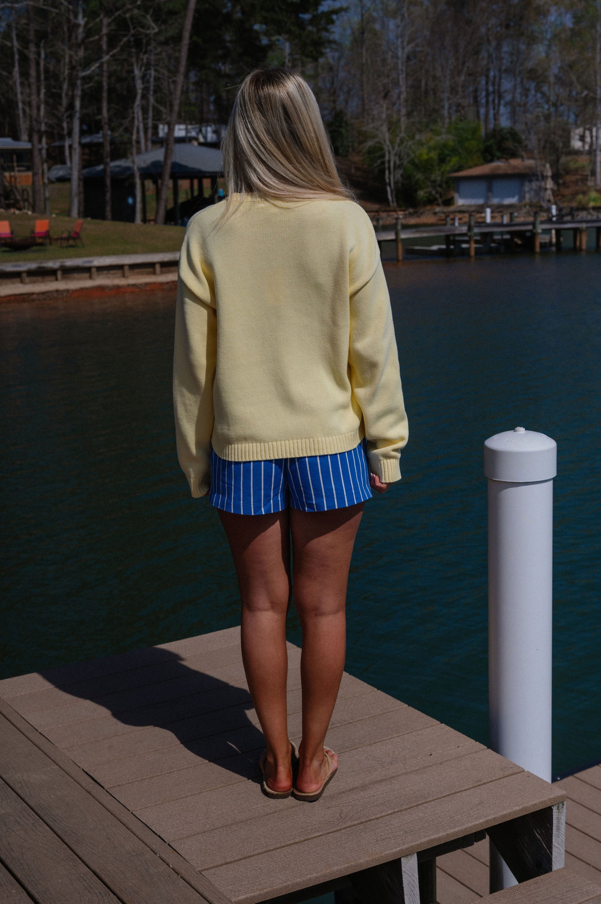 Emma Striped Boxer Shorts-Blue