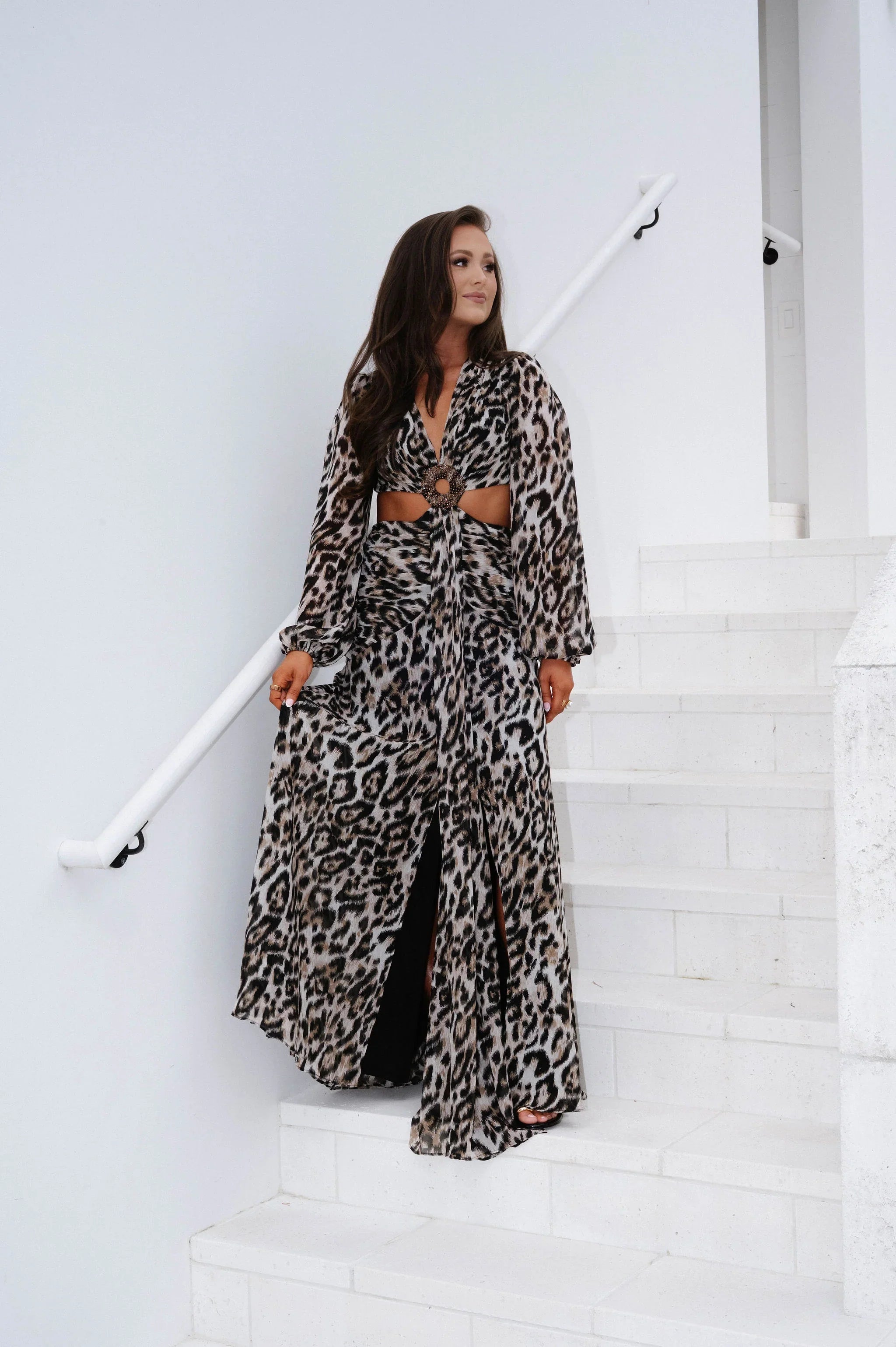 Leopard Studded Maxi Dress