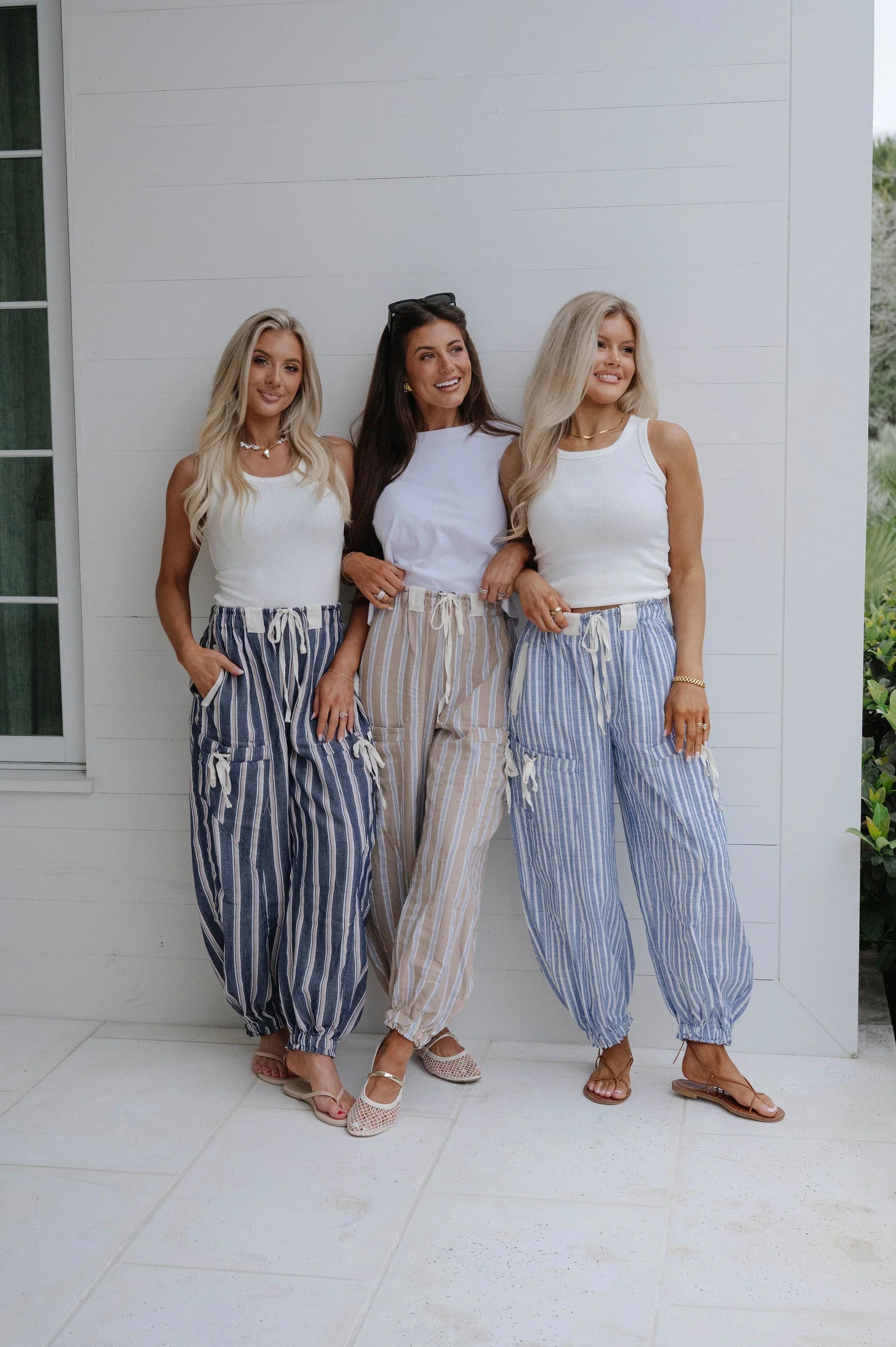 Marlow Striped Jogger Pants-Navy