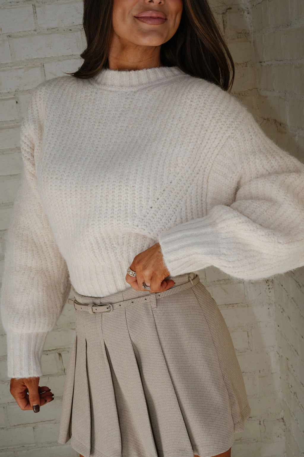 Rae Pleated Skort-Taupe
