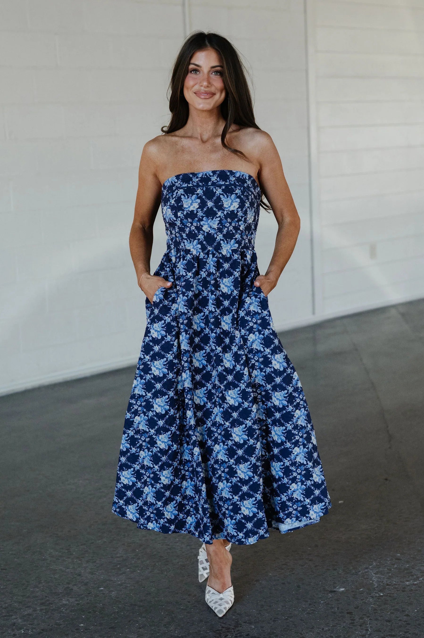 Mariana Floral Maxi Dress-Navy