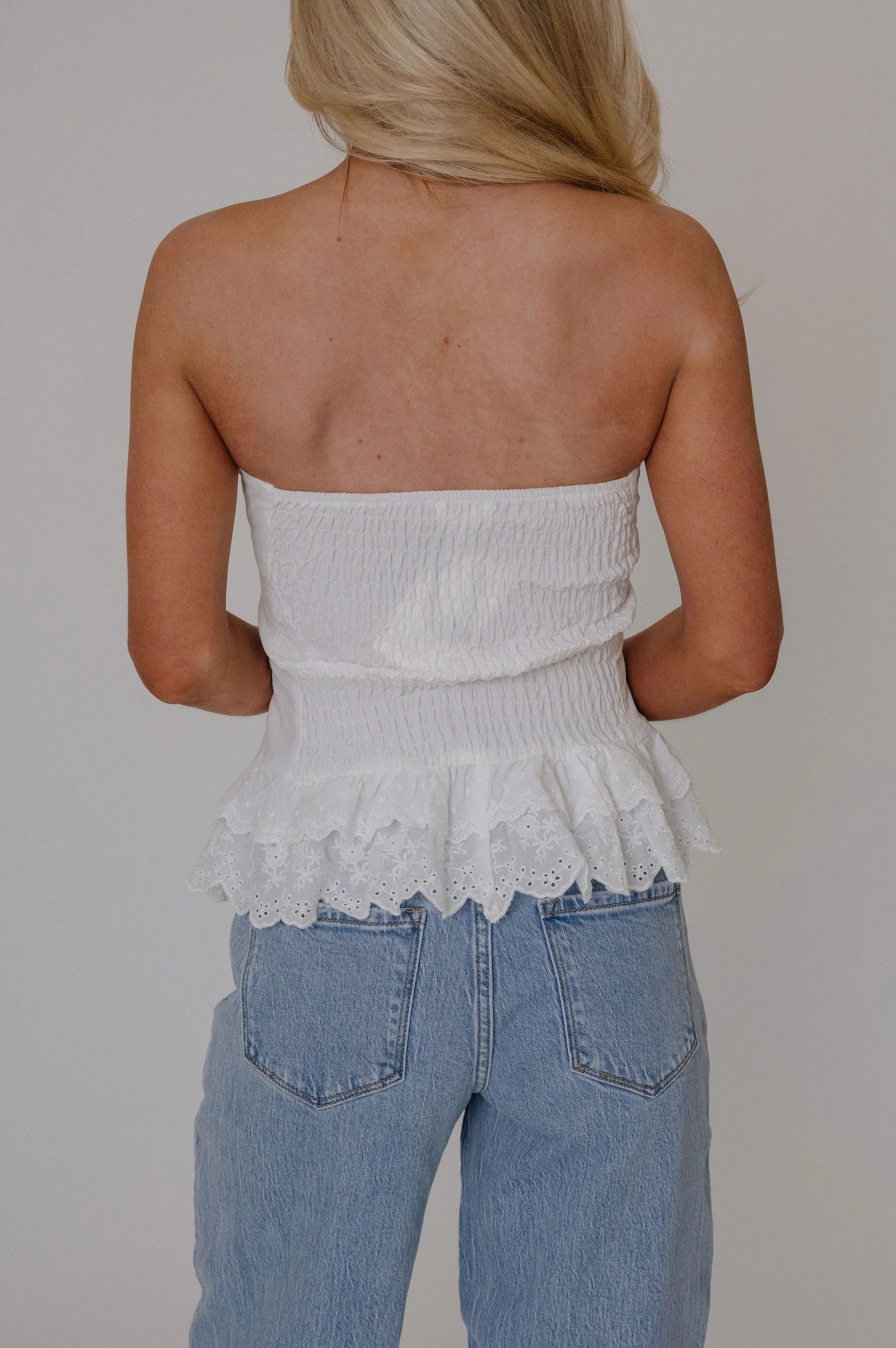 Cecilia Strapless Top-White