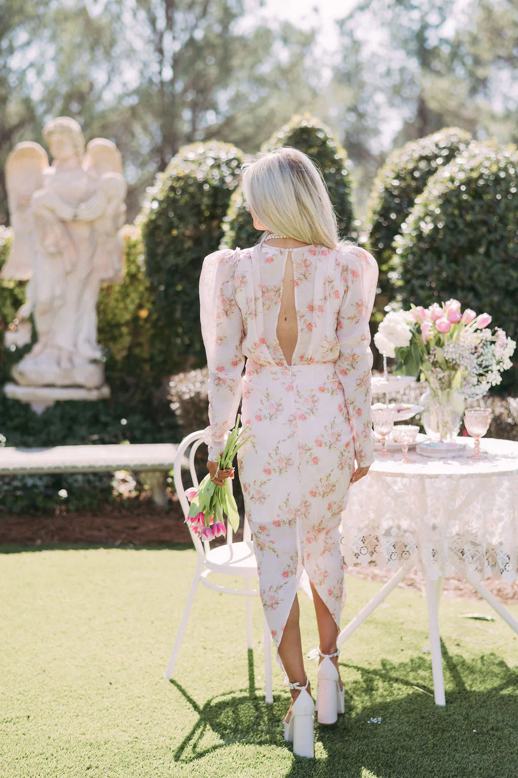 Shirring Rose Midi Dress