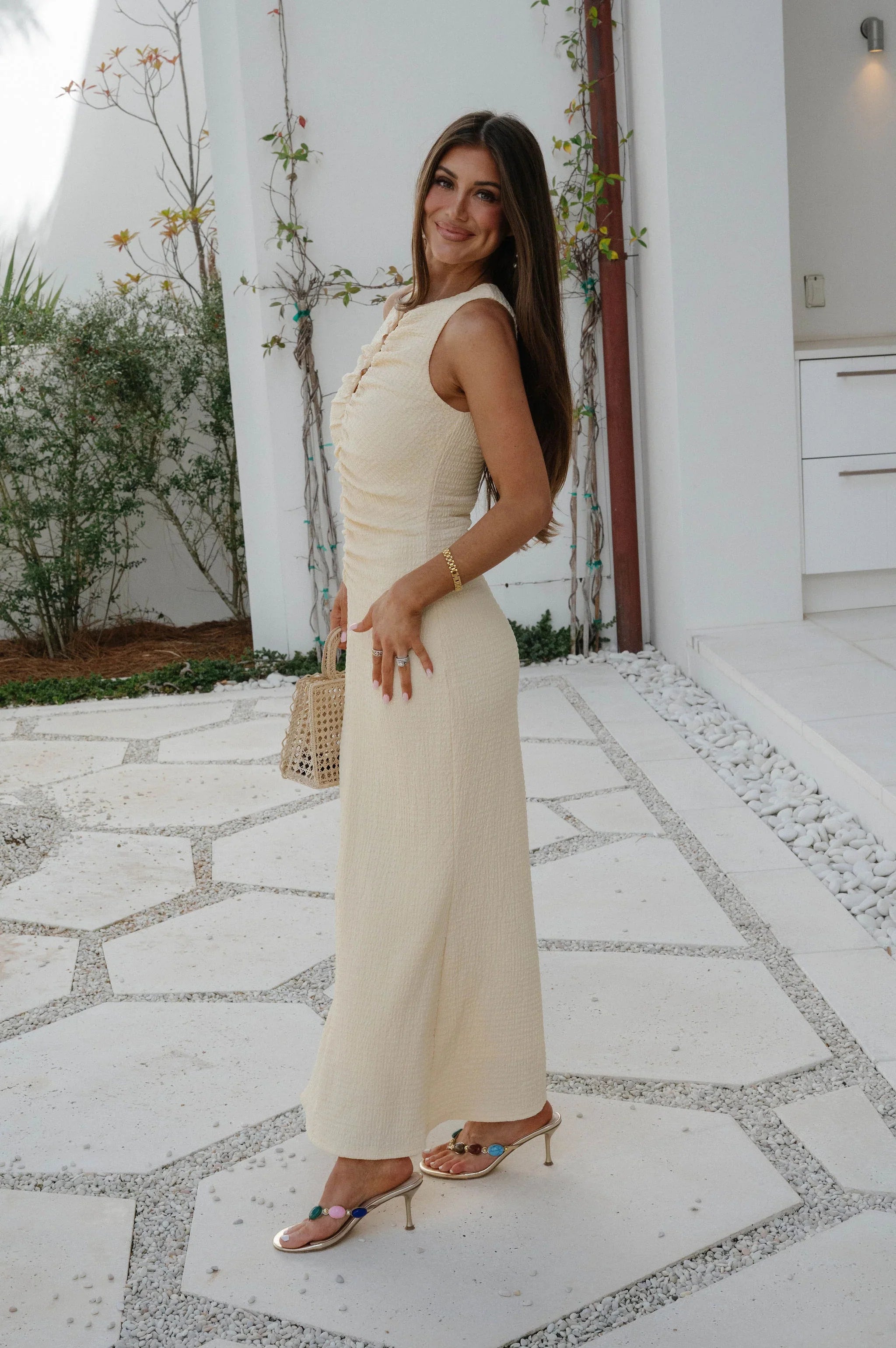 Maria Beaded Maxi Dress-Butter