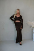 Stella Lace Maxi Skirt Set-Brown
