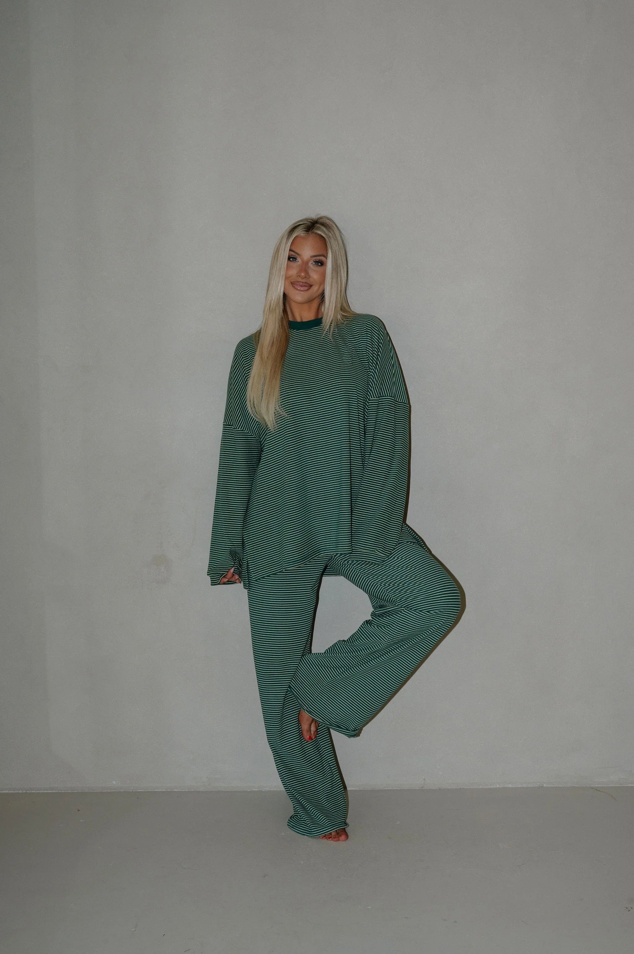 Nelly Striped Pants-Green