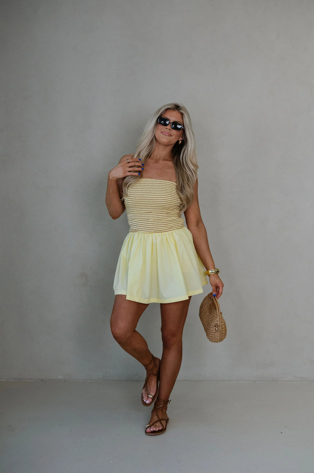 Charleston Mini Dress-Yellow