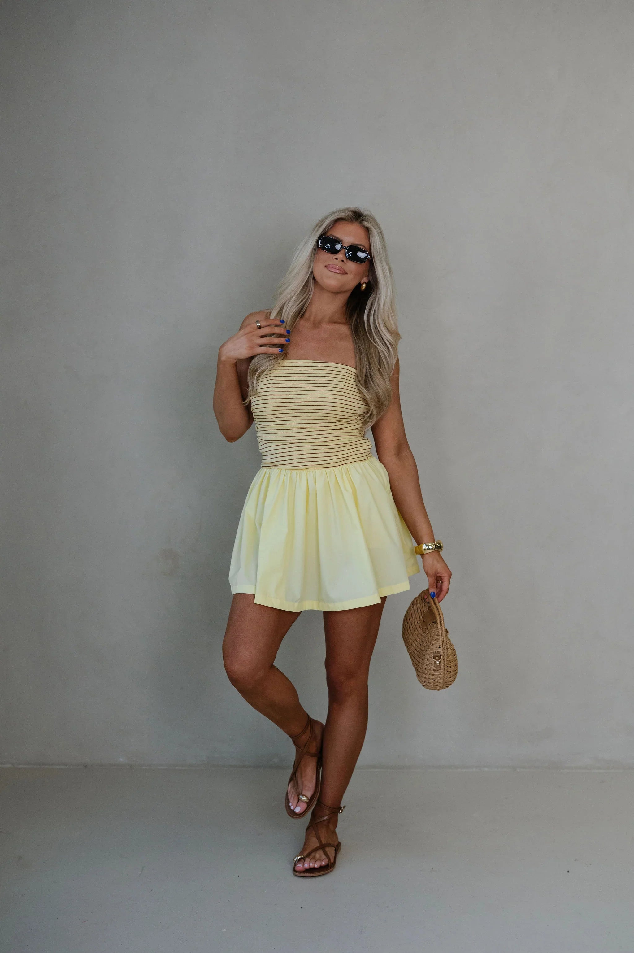 Charleston Mini Dress-Yellow