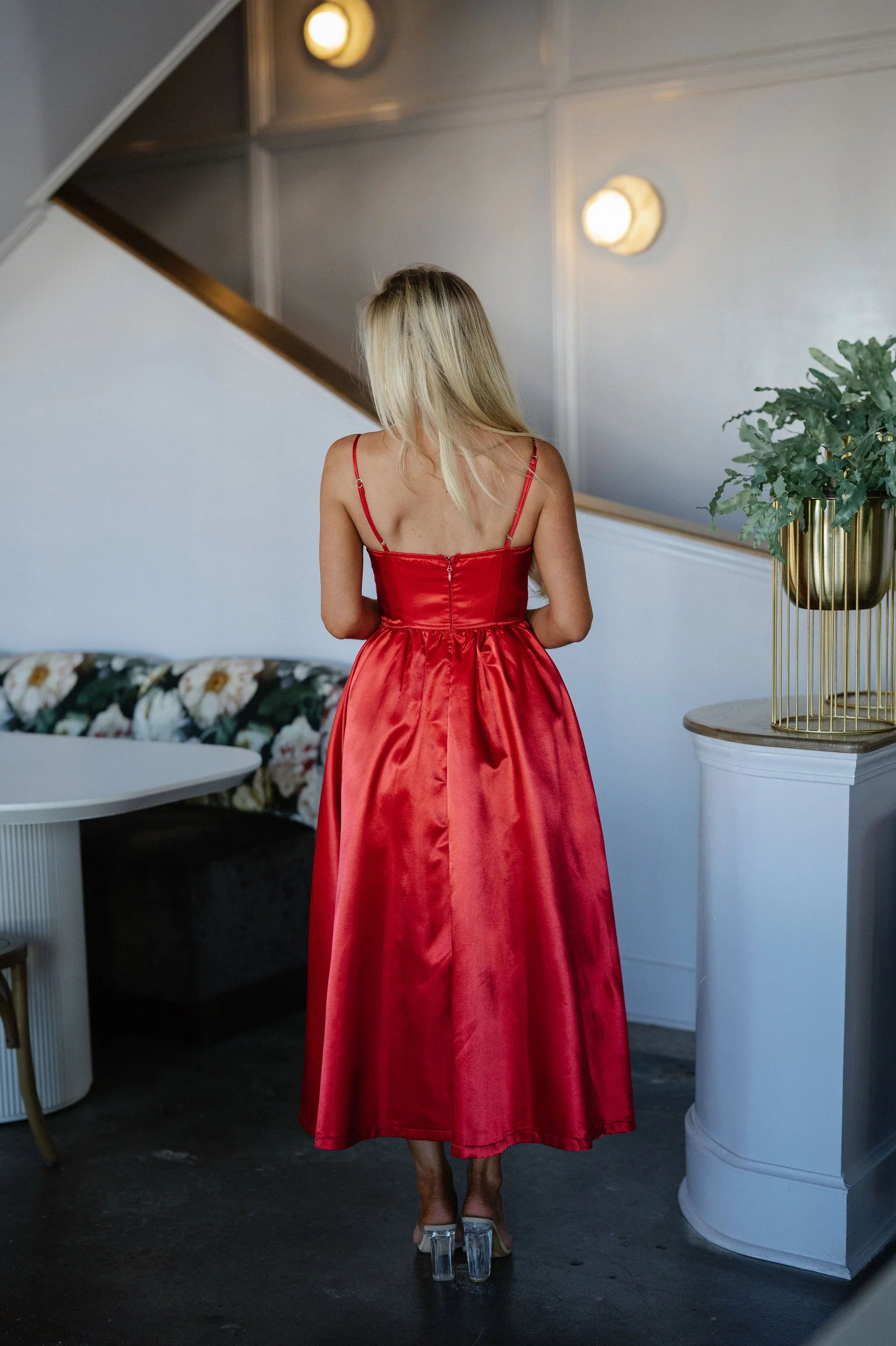 Jingle Bell Midi Dress-Red