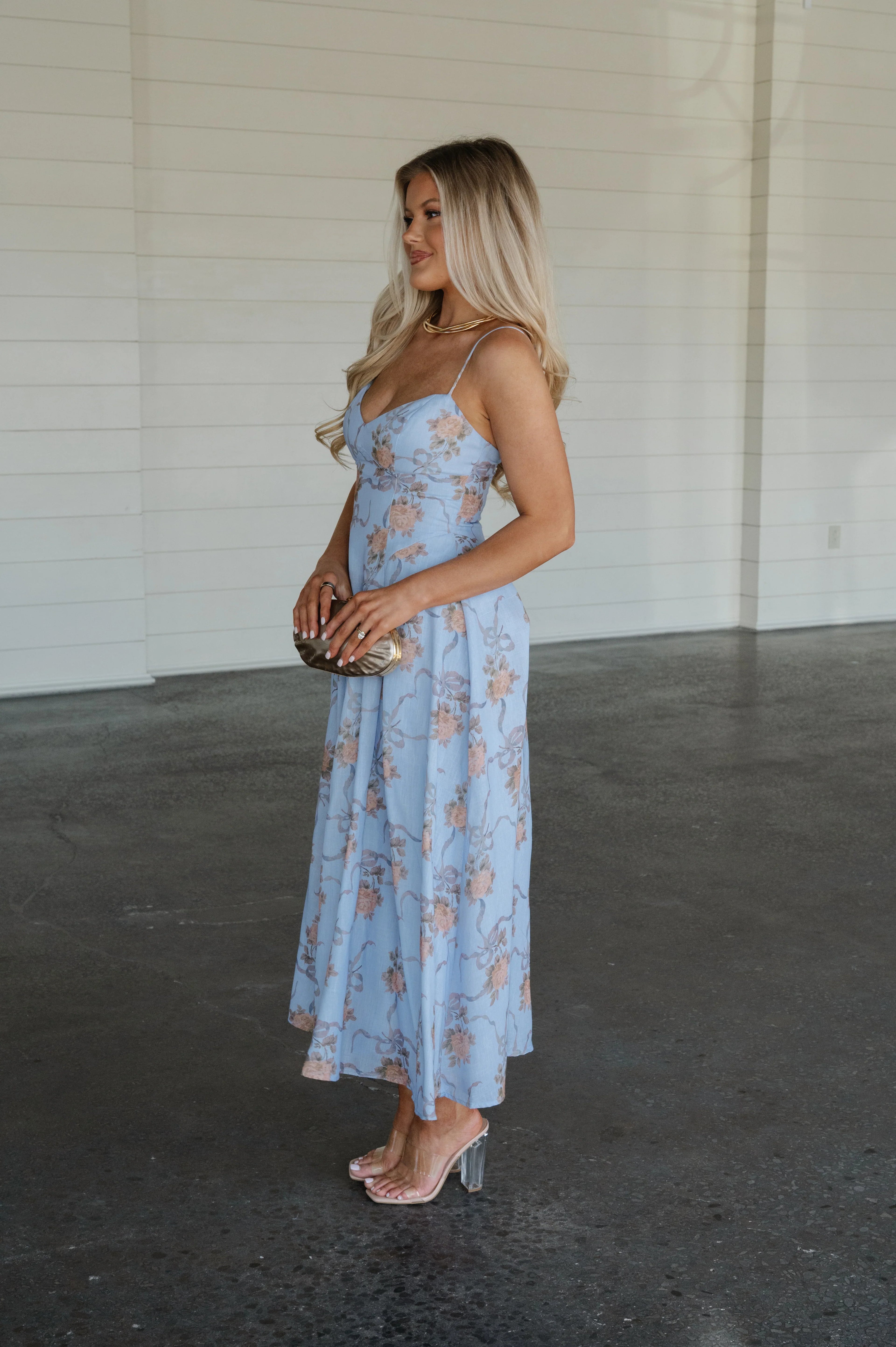 Maggie Floral Maxi Dress-Blue