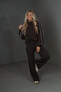 Piper Scuba Pants Set-Espresso/Cream