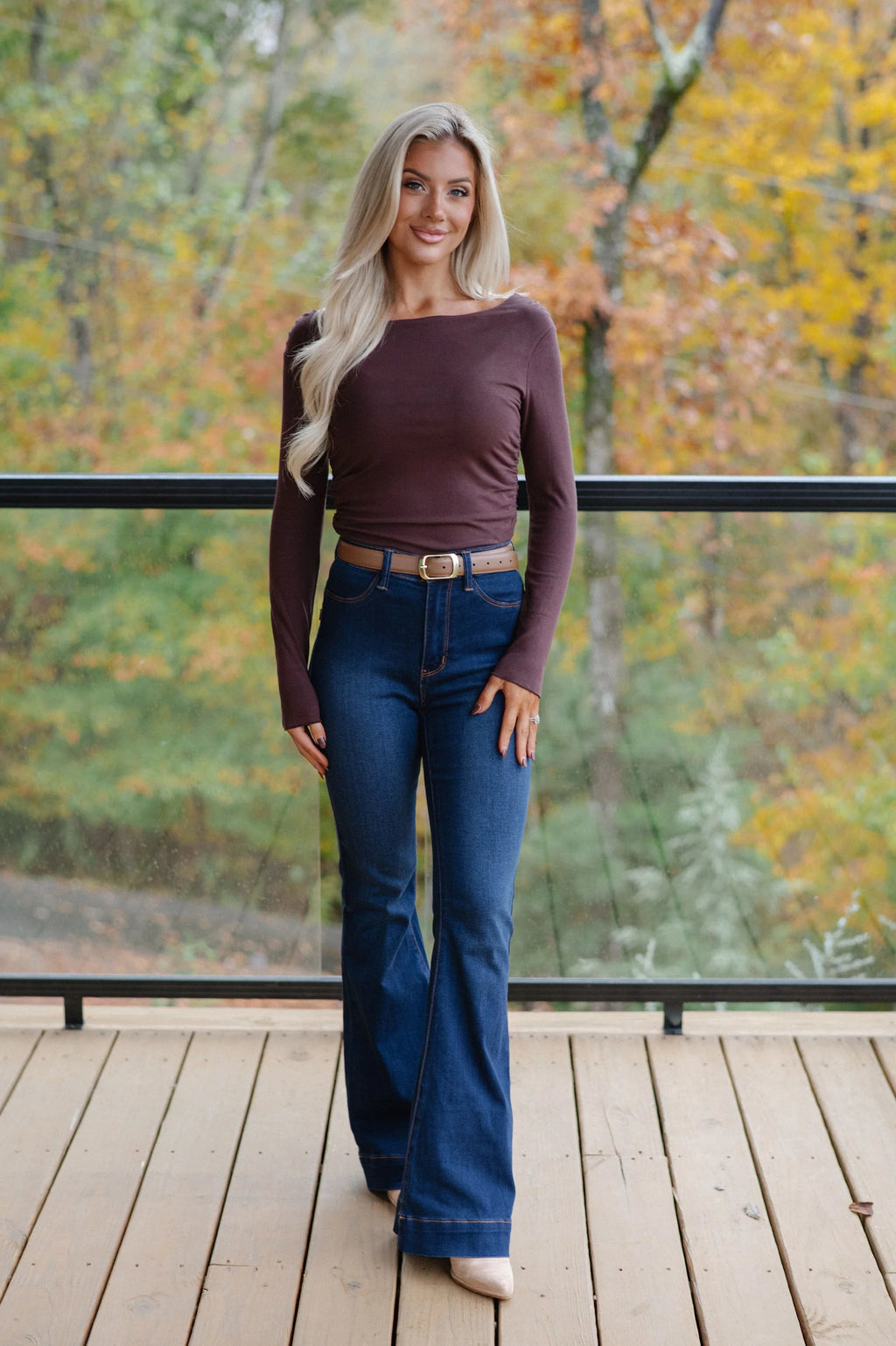 Hazel Boatneck Top-Brown